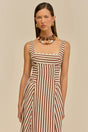 CARLA DRESS - SMALL SADDLE STRIPE