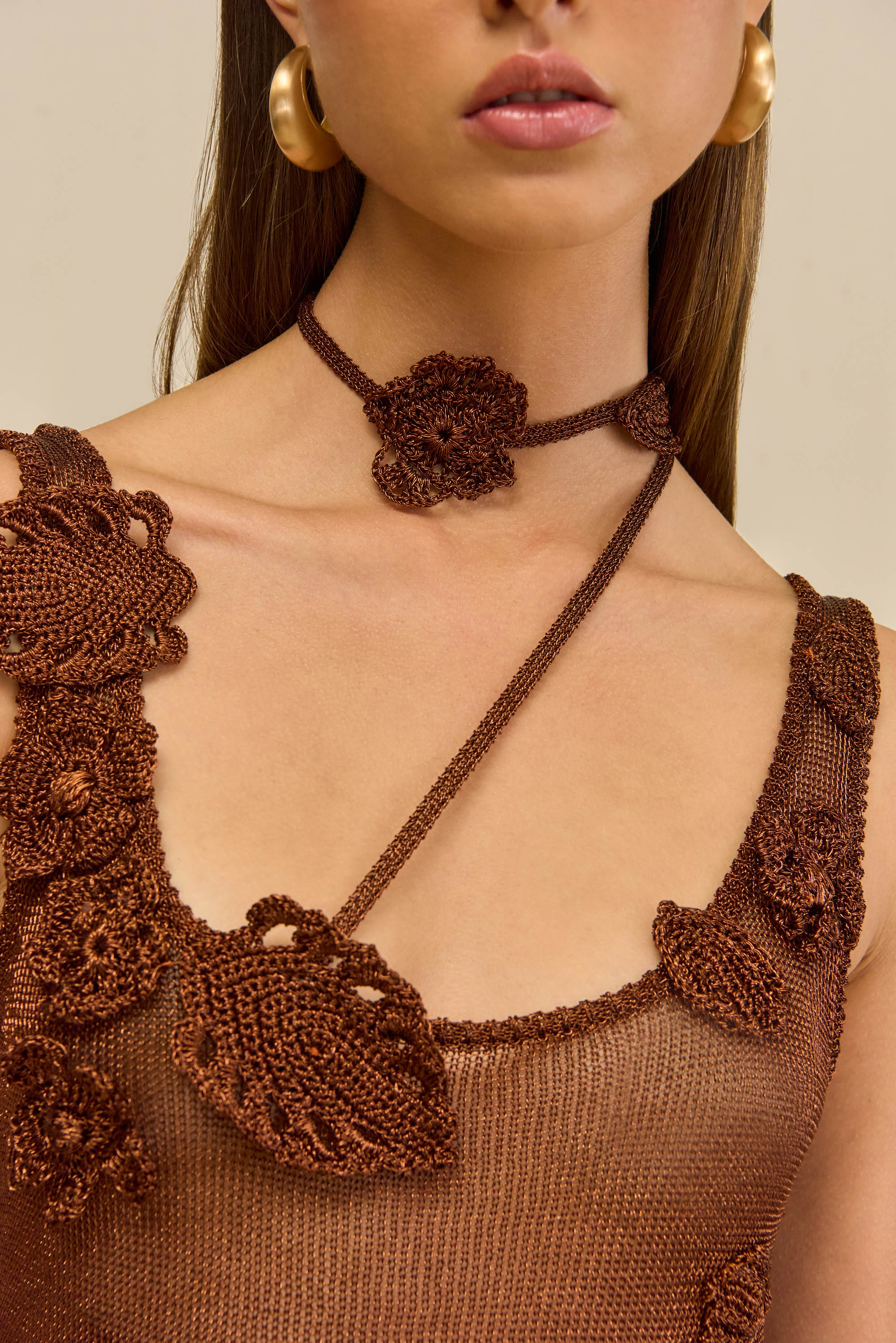 PEMMA KNIT DRESS - SADDLE