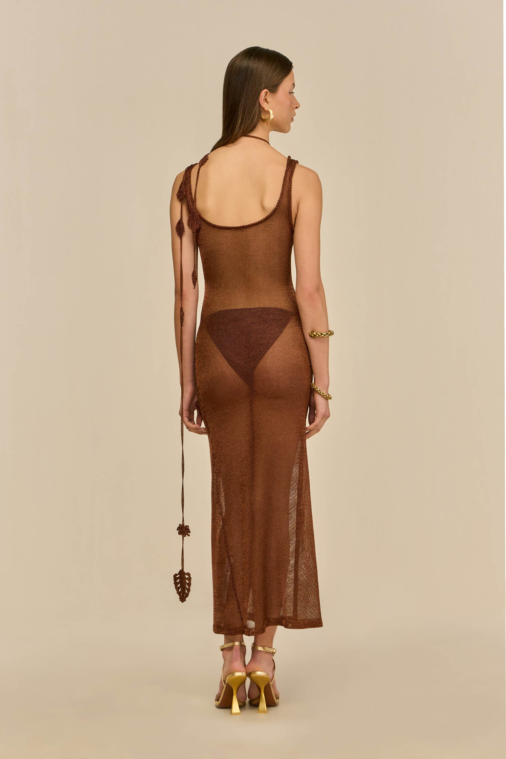 PEMMA KNIT DRESS - SADDLE