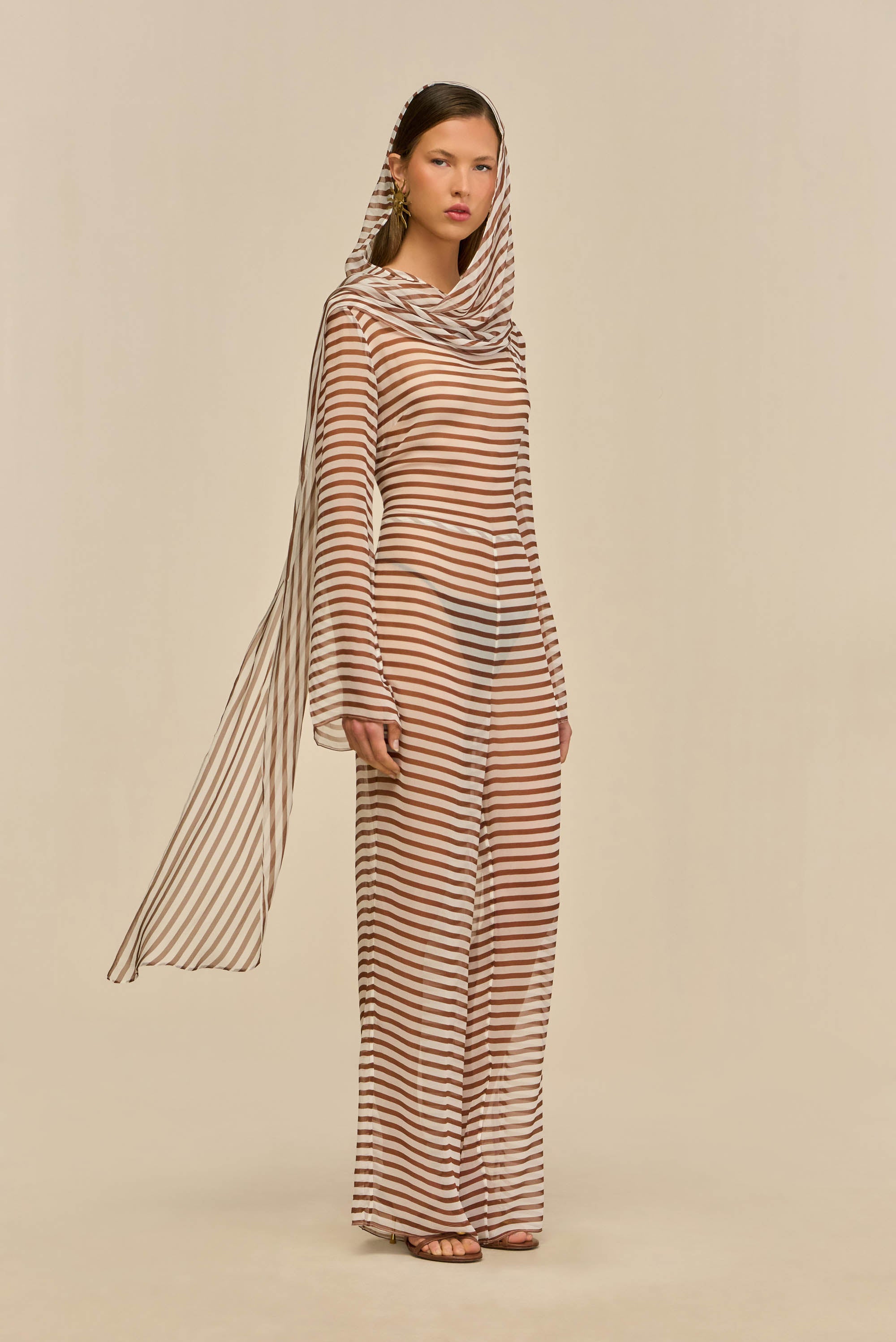 LAKELYN COVERUP JUMPSUIT - SMALL SADDLE STRIPE