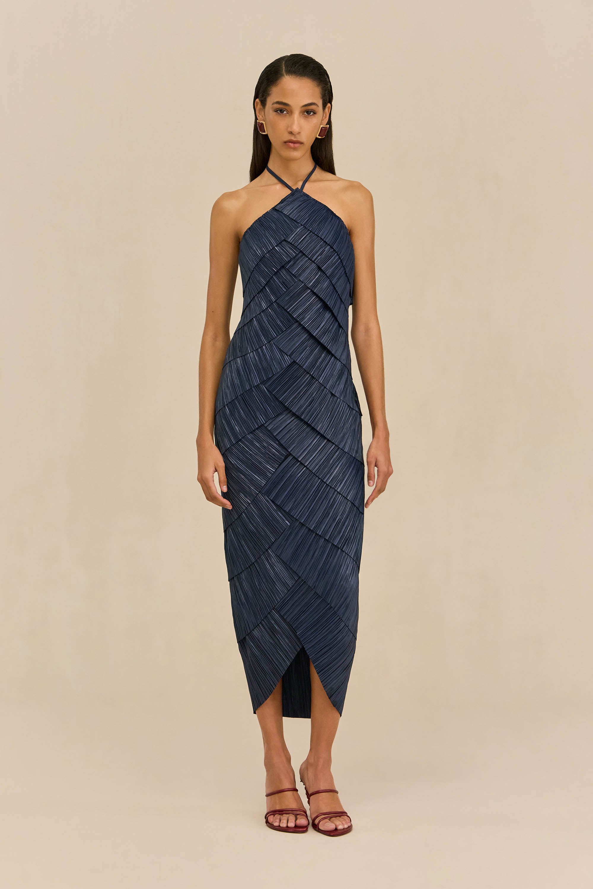 cult gaia satin dress Cult Gaia Doe Dress in Blue