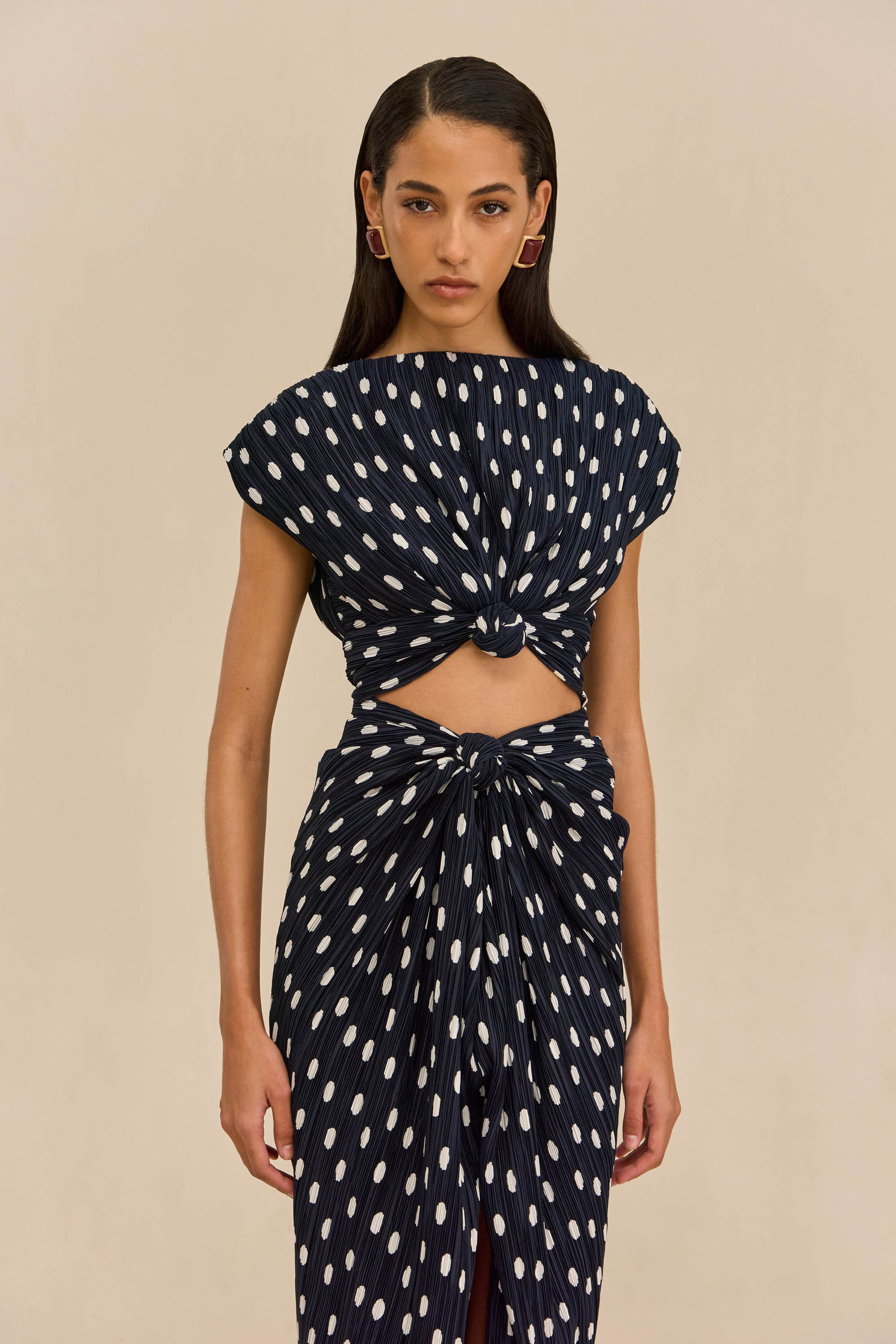 AIRA DRESS - SMALL DOT DEEP LAKE