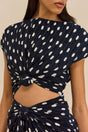 AIRA DRESS - SMALL DOT DEEP LAKE