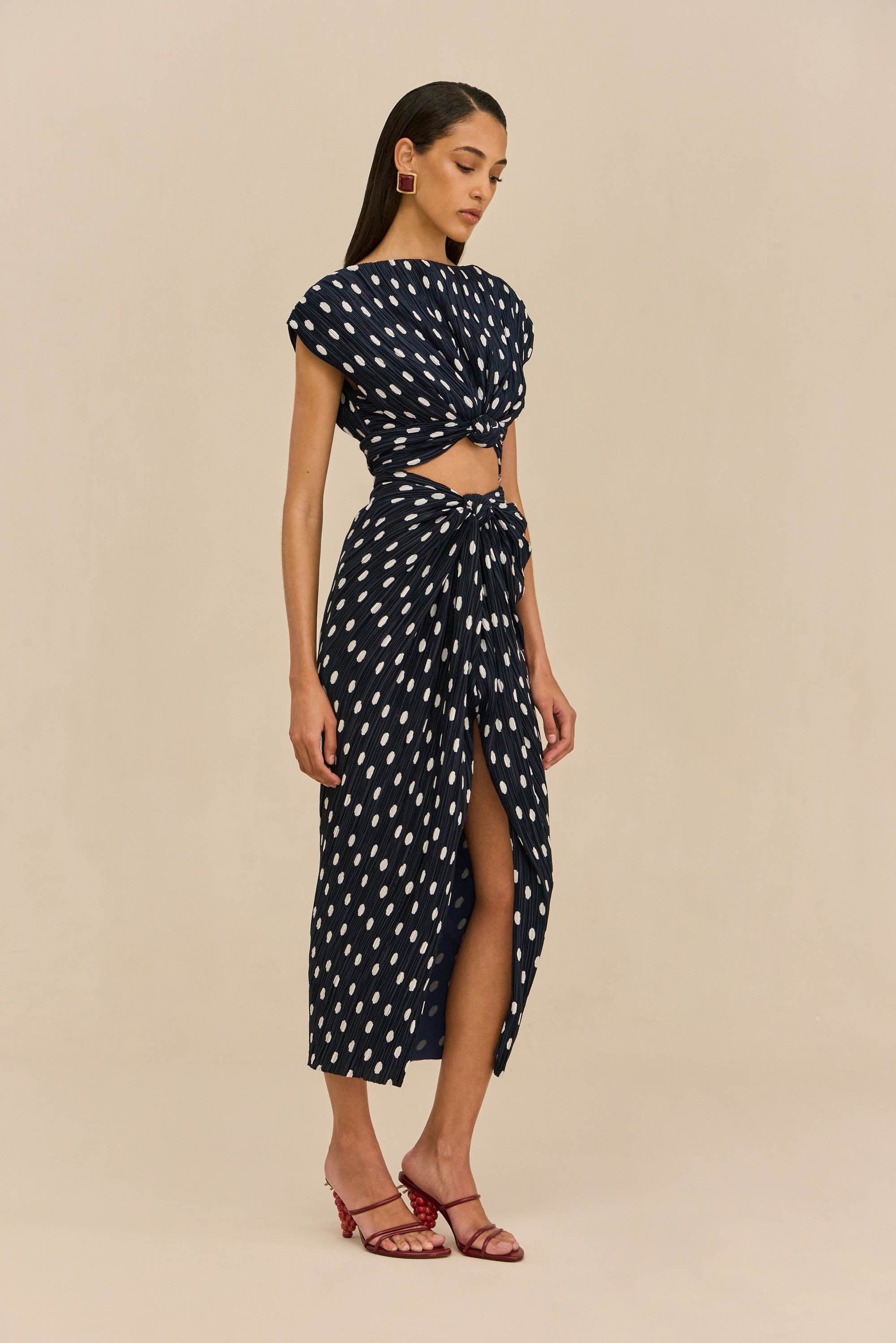 AIRA DRESS - SMALL DOT DEEP LAKE