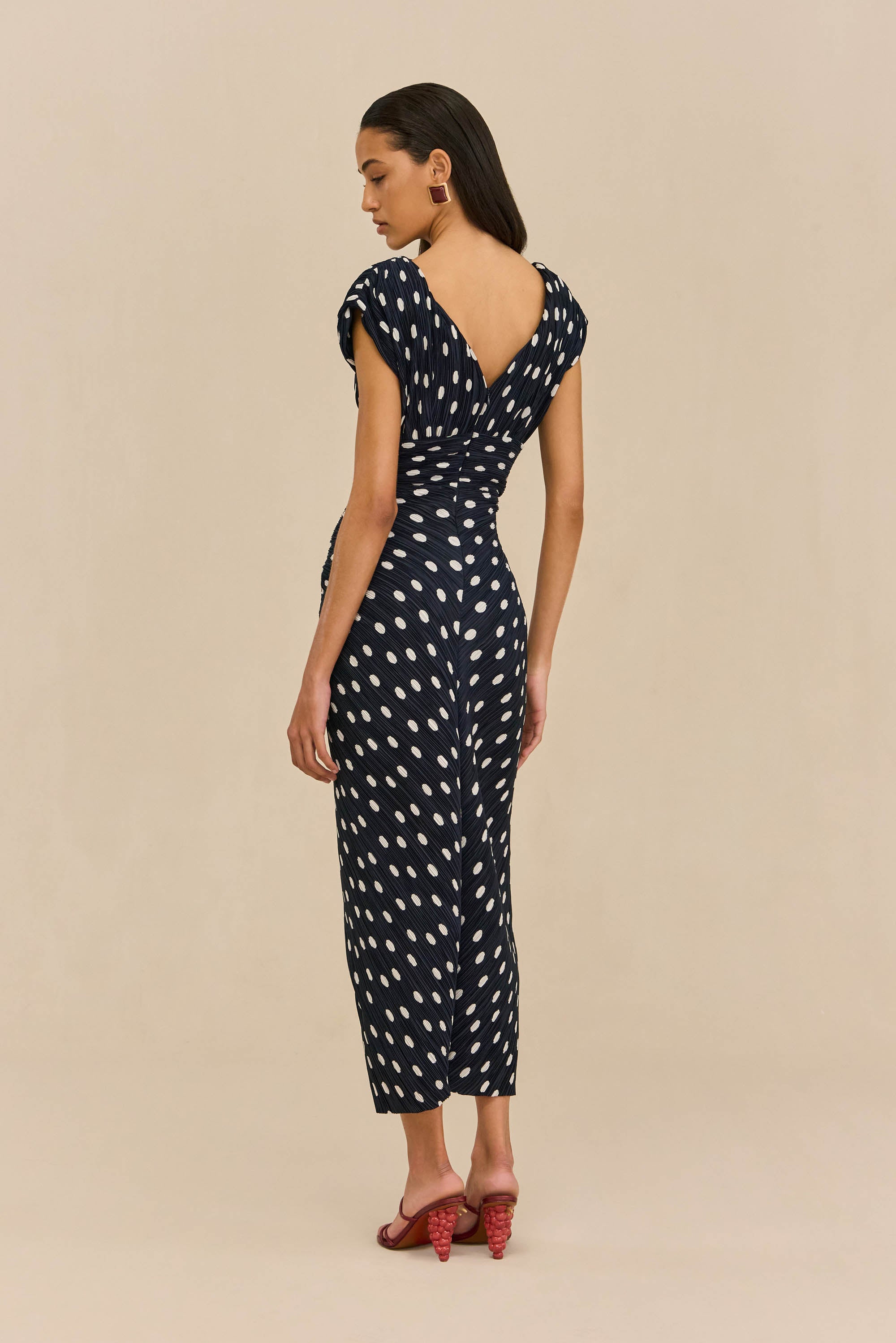AIRA DRESS - SMALL DOT DEEP LAKE