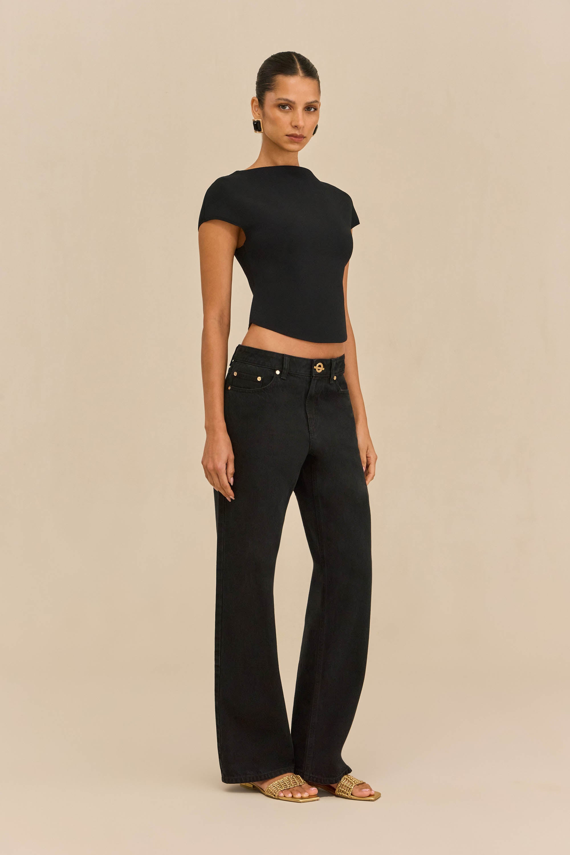 VIRGINIANA KNIT TOP - BLACK