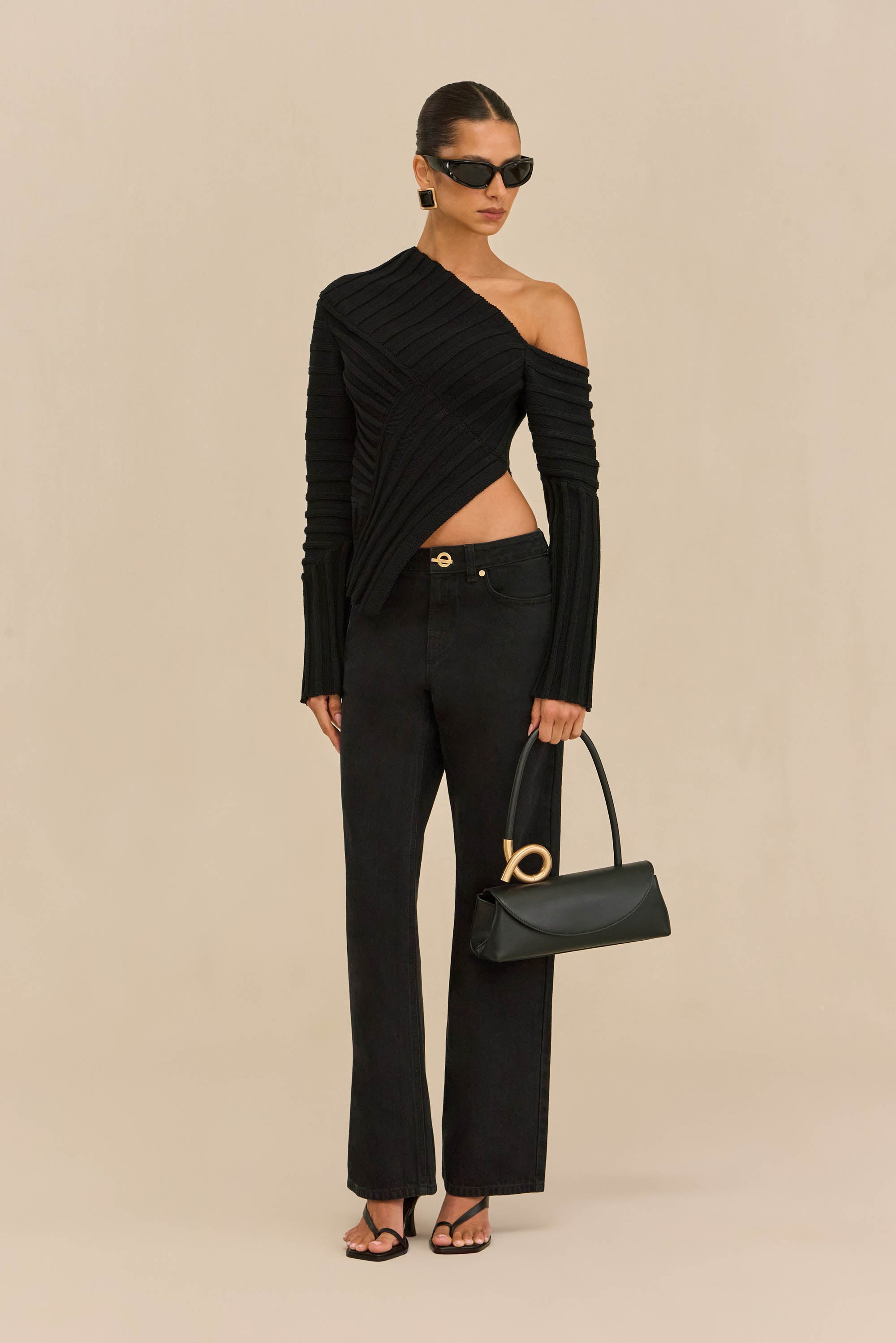 JAIDAN KNIT TOP - BLACK