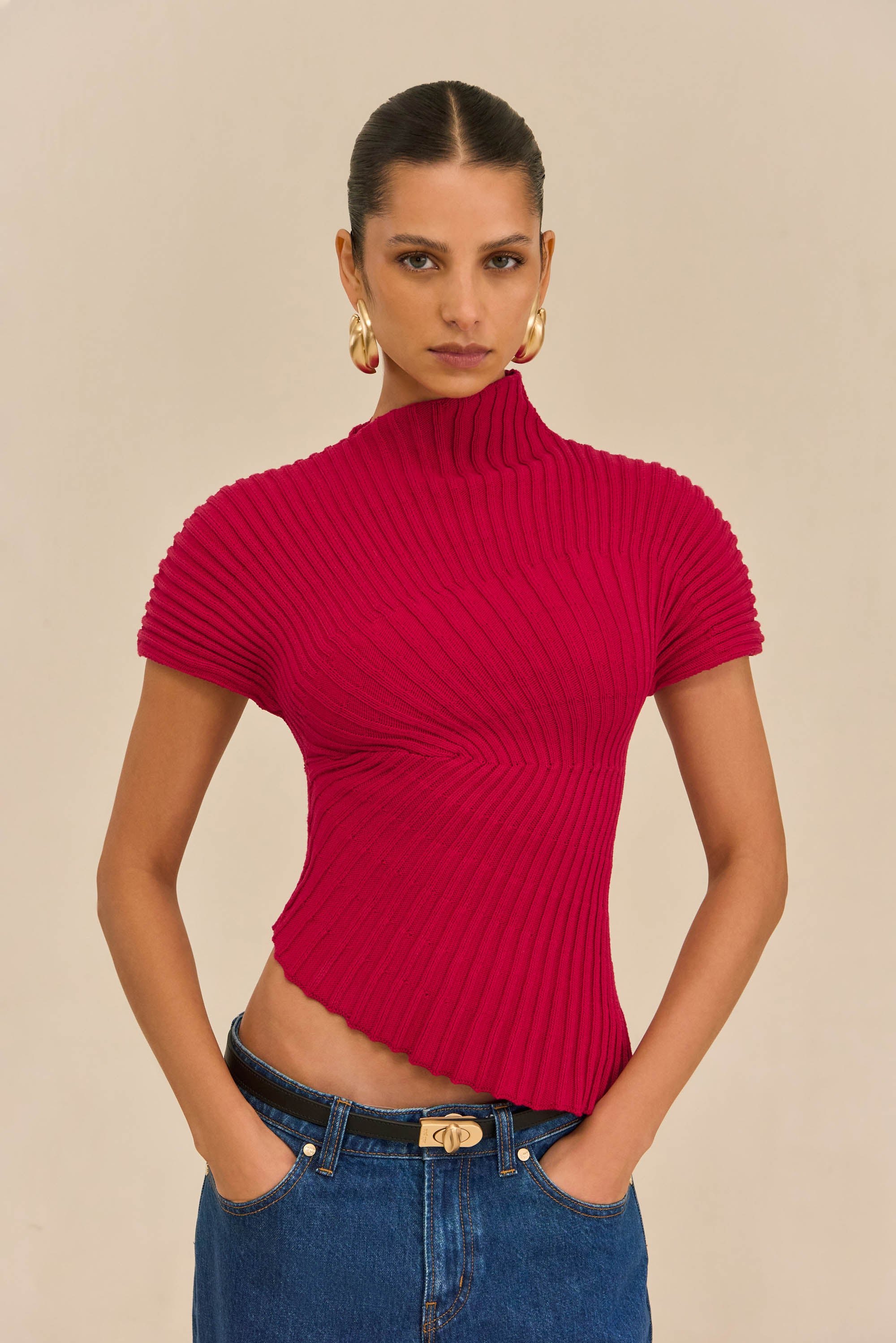ANNEMIE KNIT TOP - MERLOT