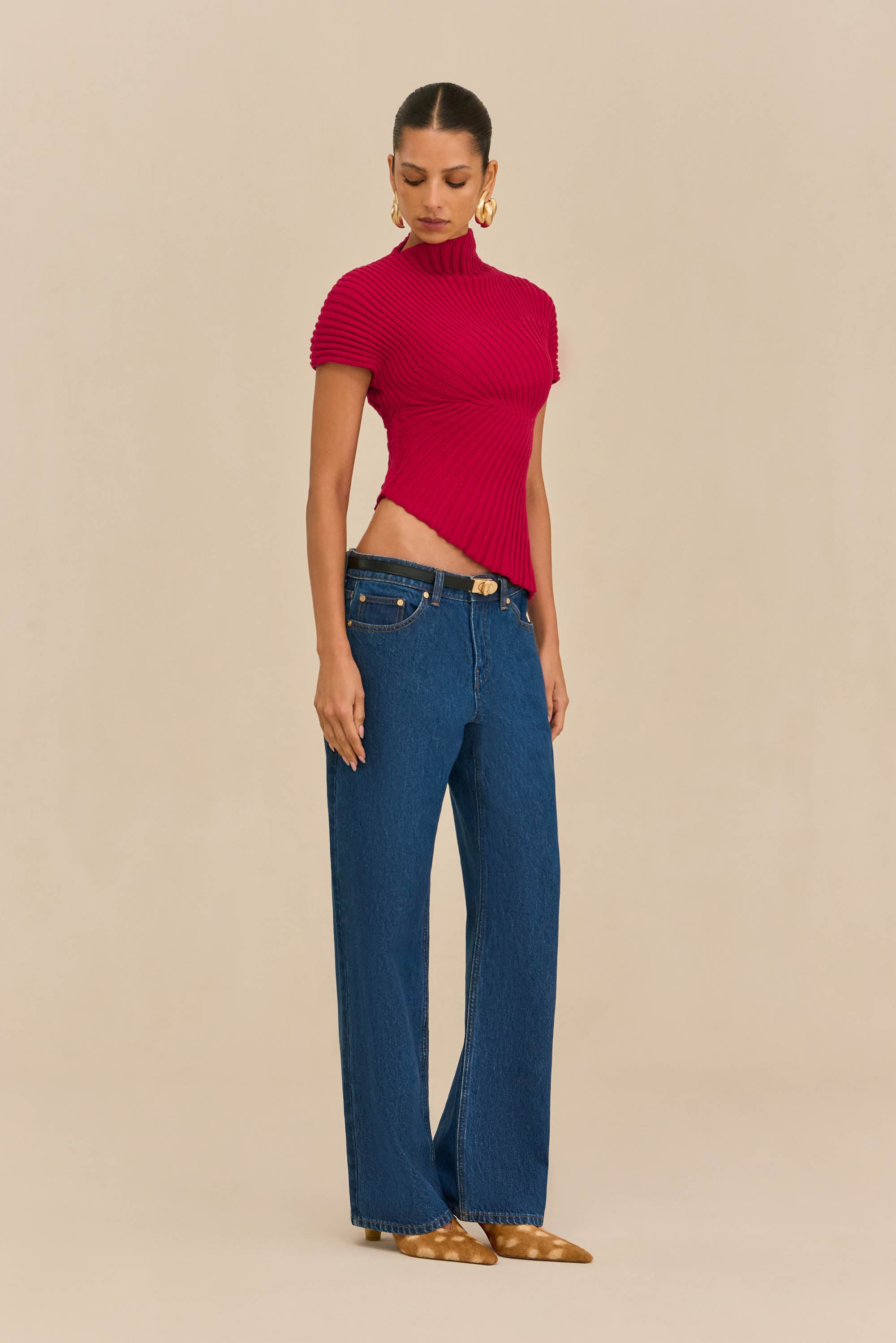 ANNEMIE KNIT TOP - MERLOT