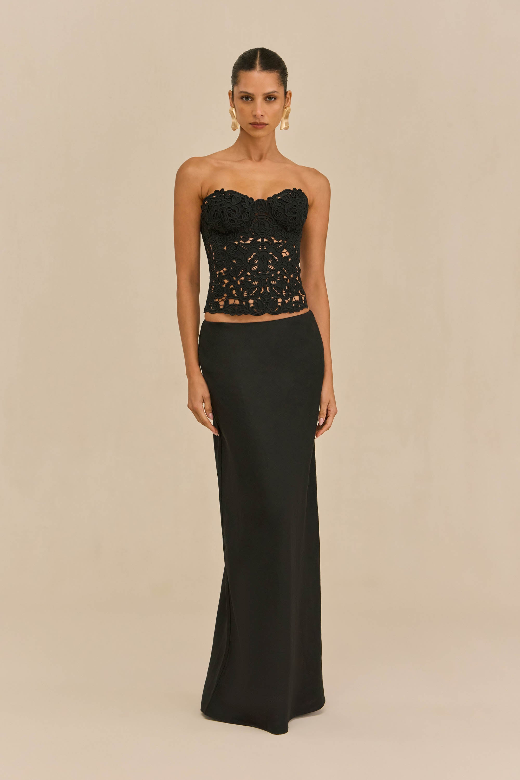 CHANTEL SKIRT - BLACK LINEN