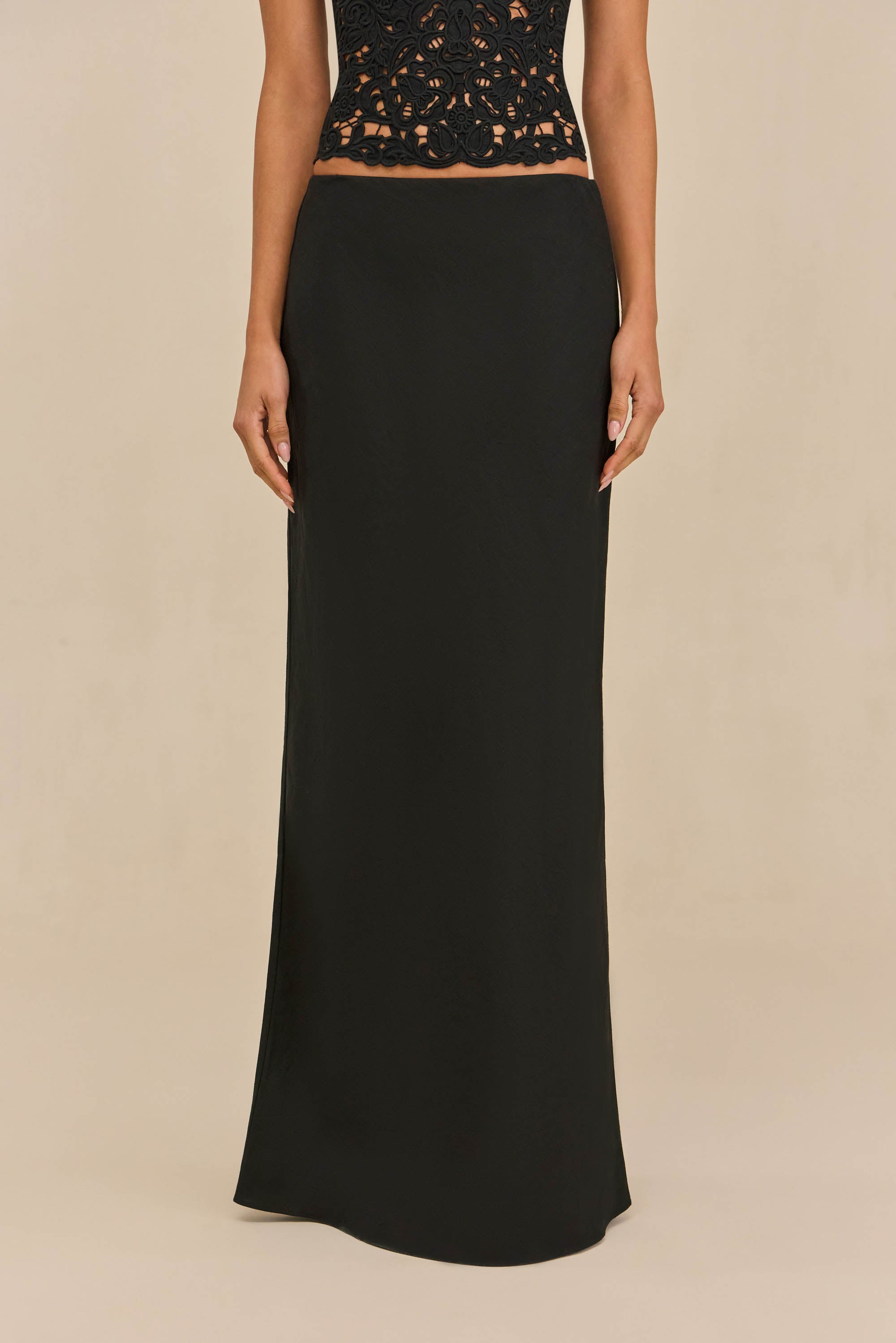 CHANTEL SKIRT - BLACK LINEN