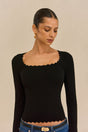 JEAN KNIT TOP - BLACK