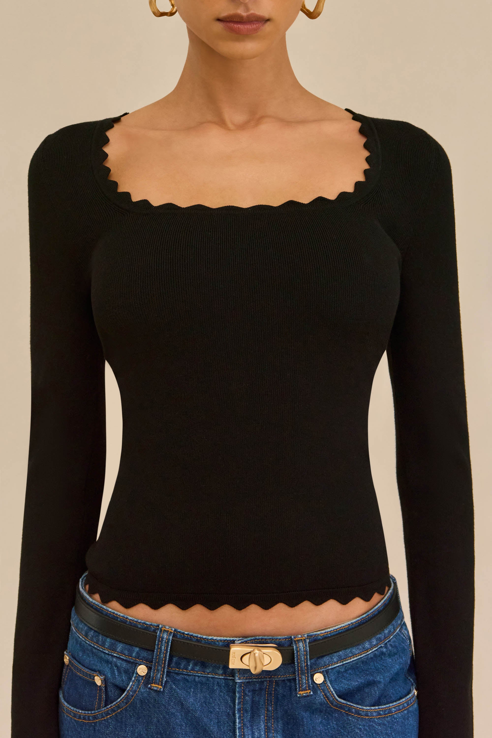 JEAN KNIT TOP - BLACK