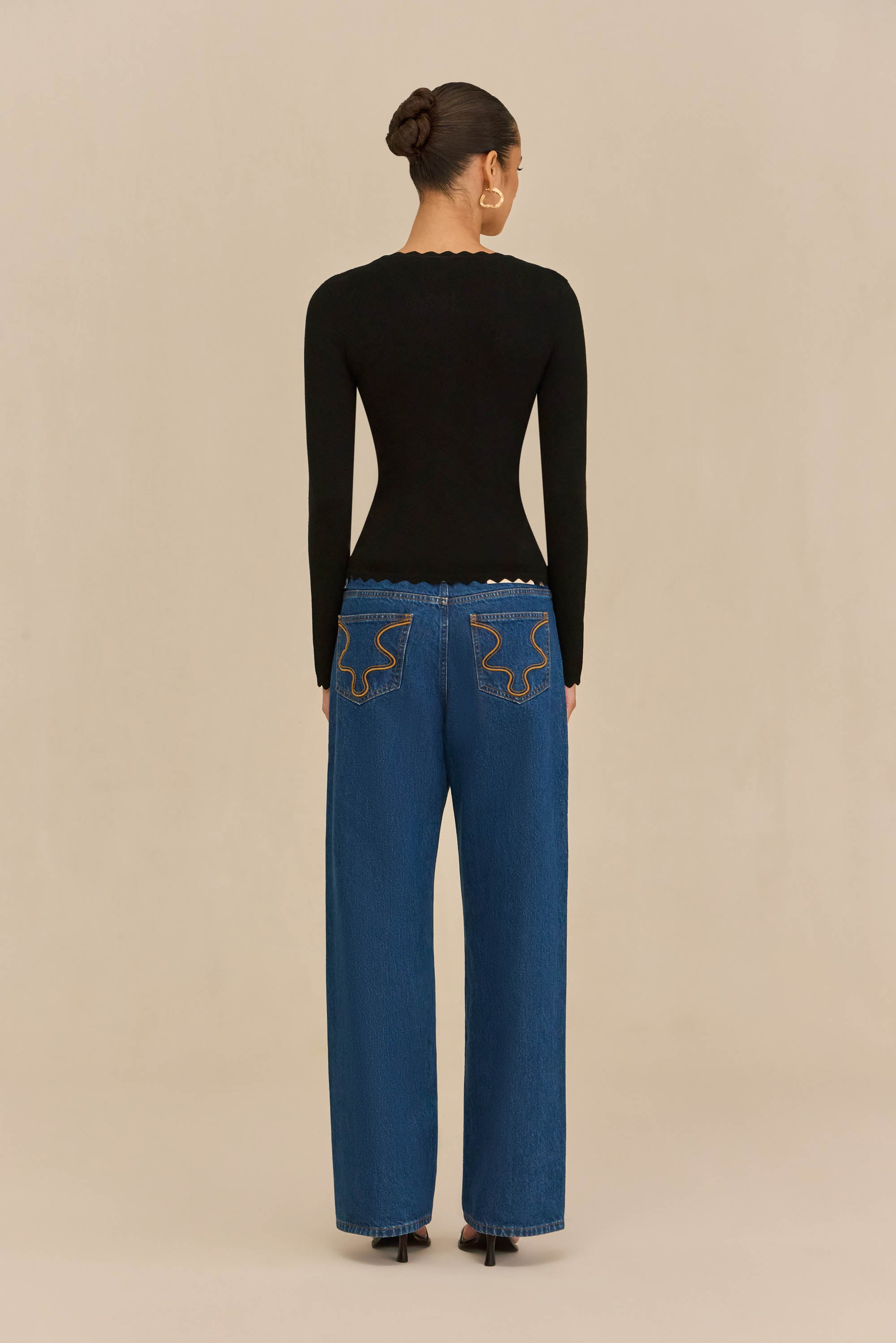 JEAN KNIT TOP - BLACK