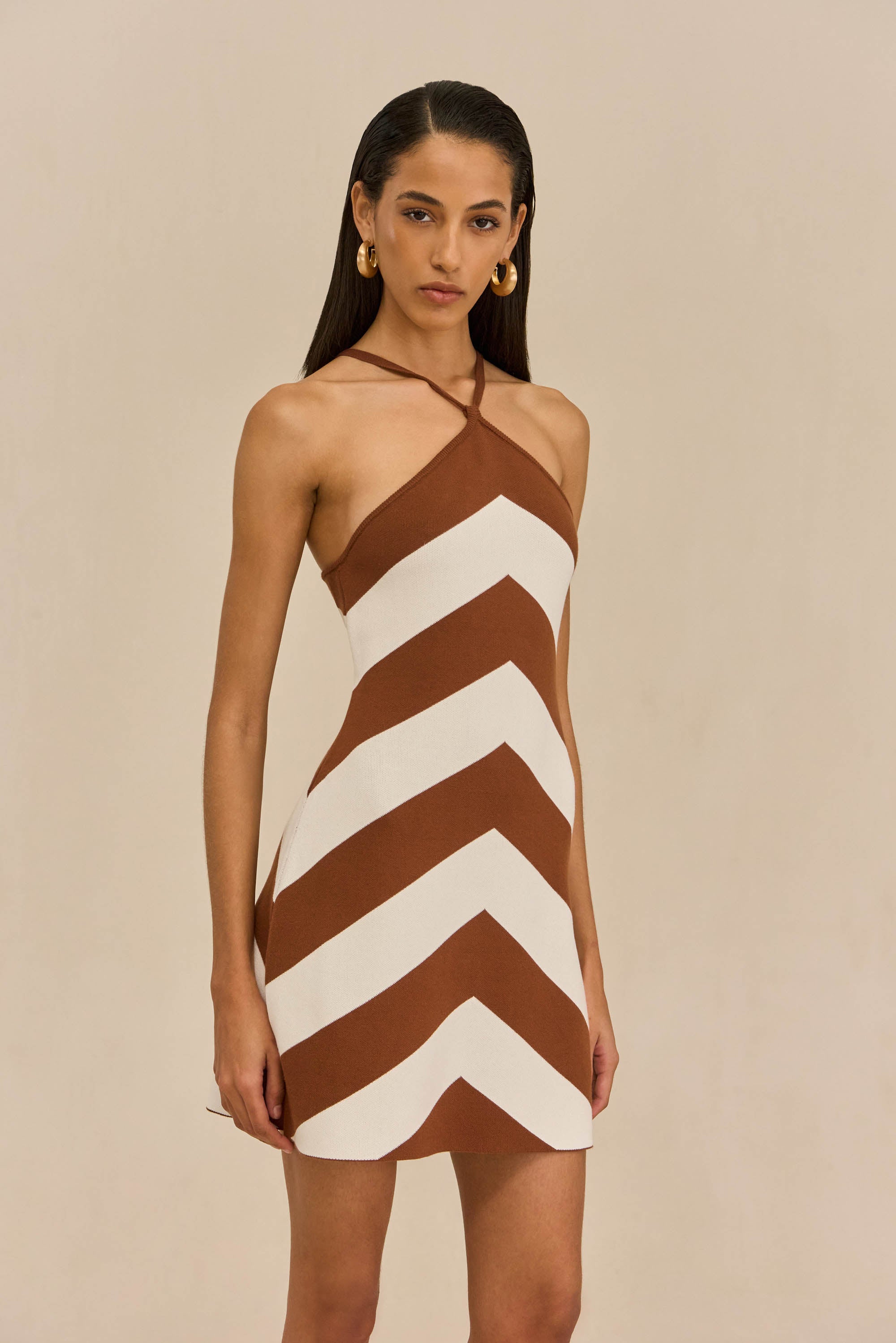 NELSON KNIT DRESS - LARGE SADDLE STRIPE