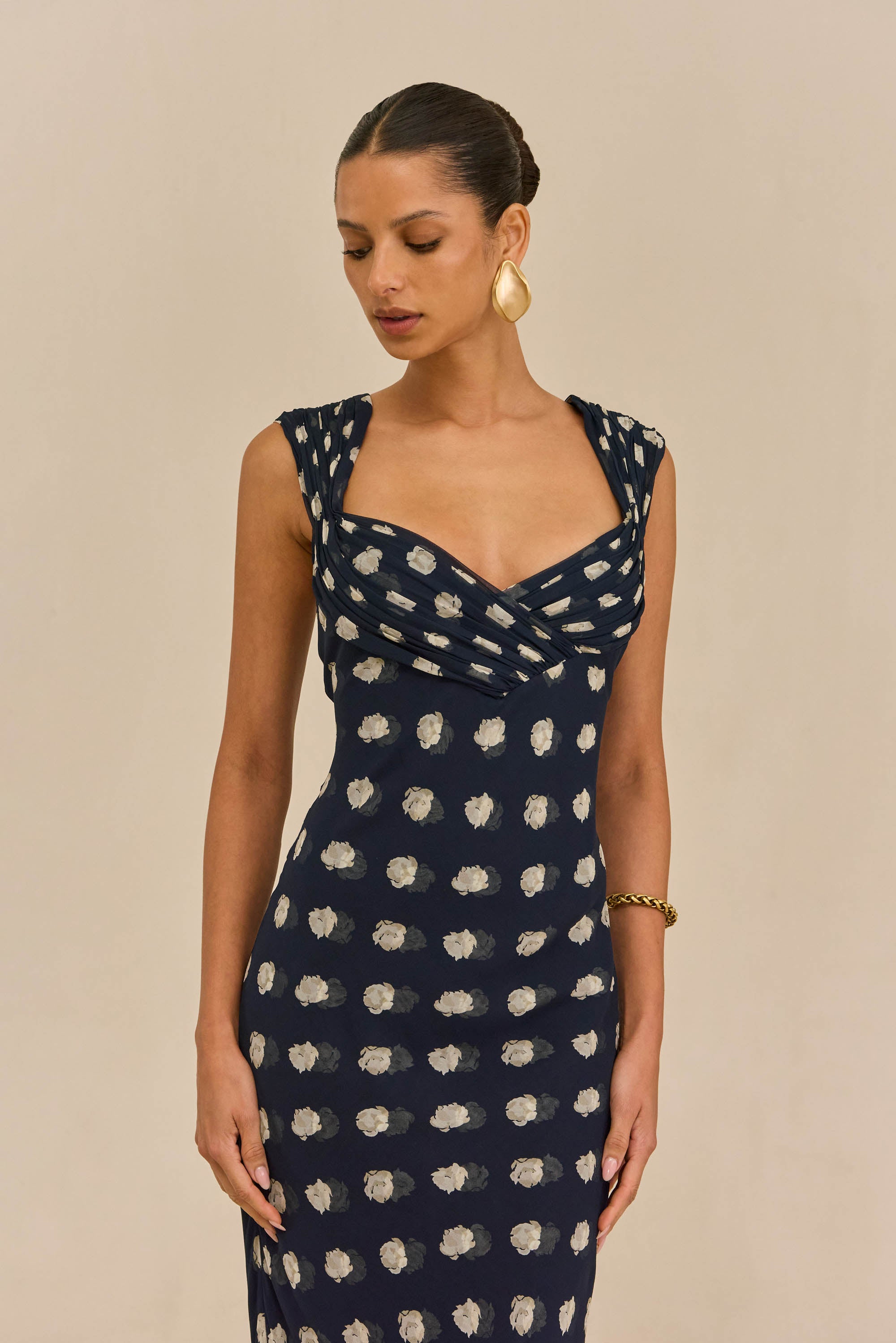 ELISEO DRESS - SMALL DOT DEEP LAKE