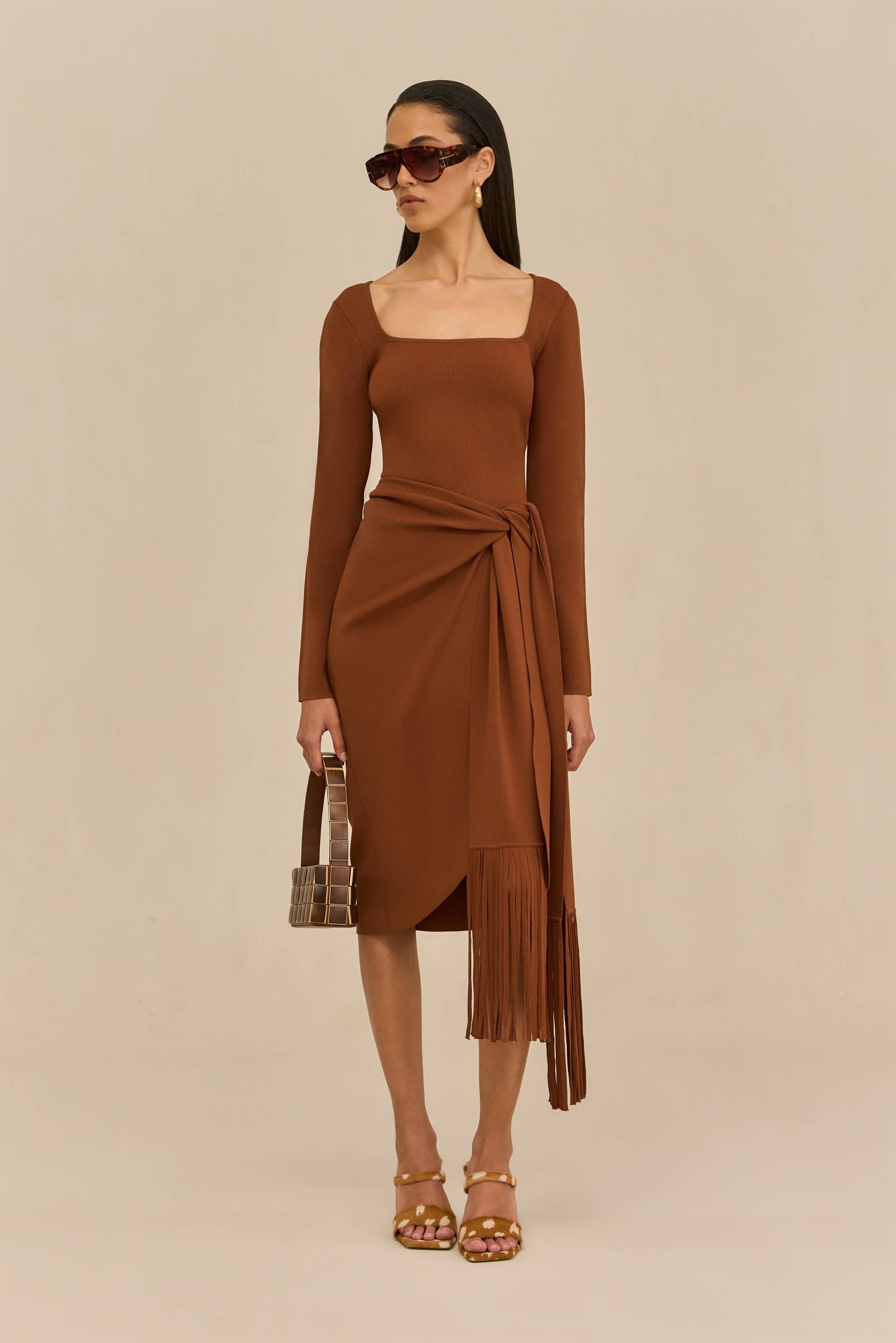 Cult Gaia Lera Bodycon Dress - Saddle Cult Gaia Lera Bodycon Dress - Saddle