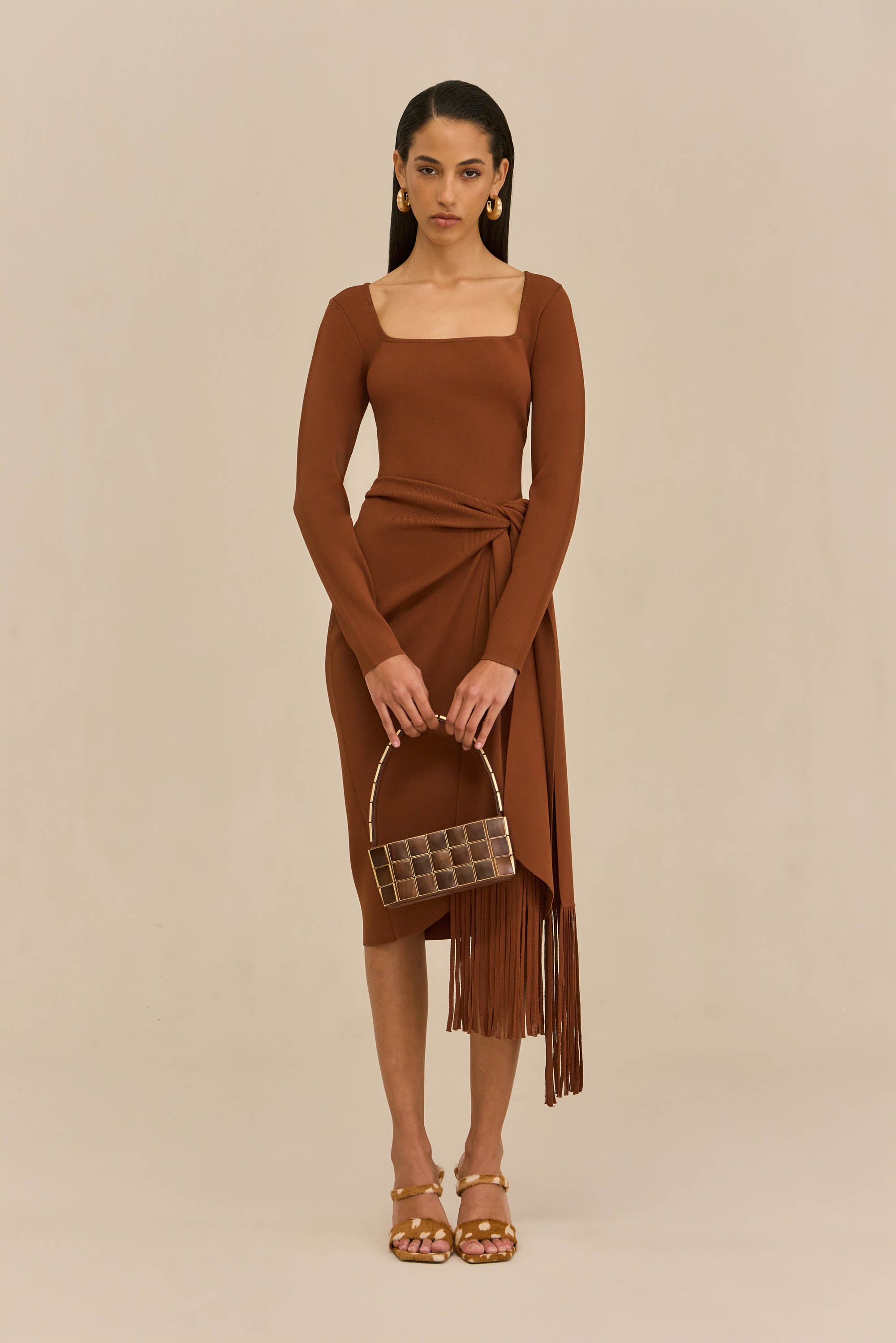 LERA KNIT DRESS - SADDLE