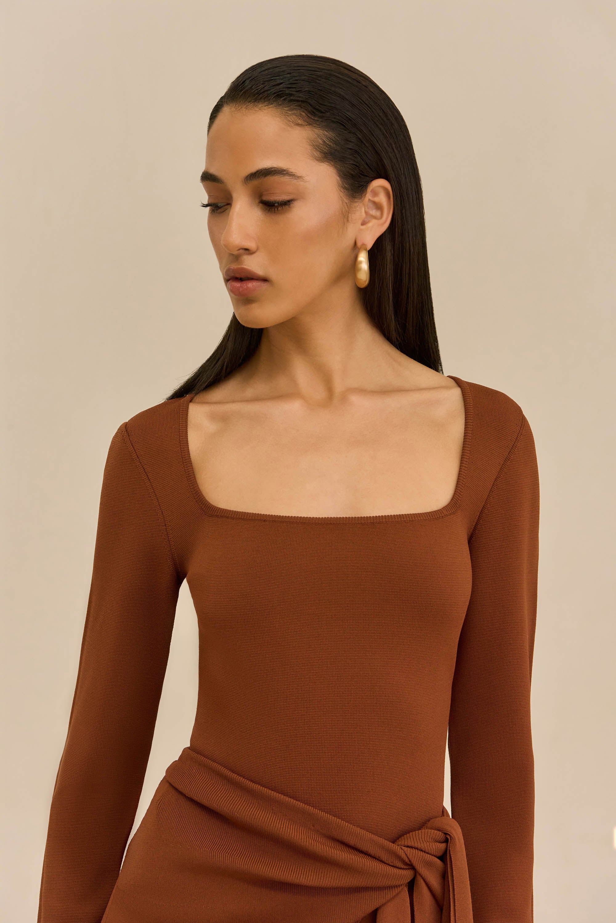 LERA KNIT DRESS - SADDLE