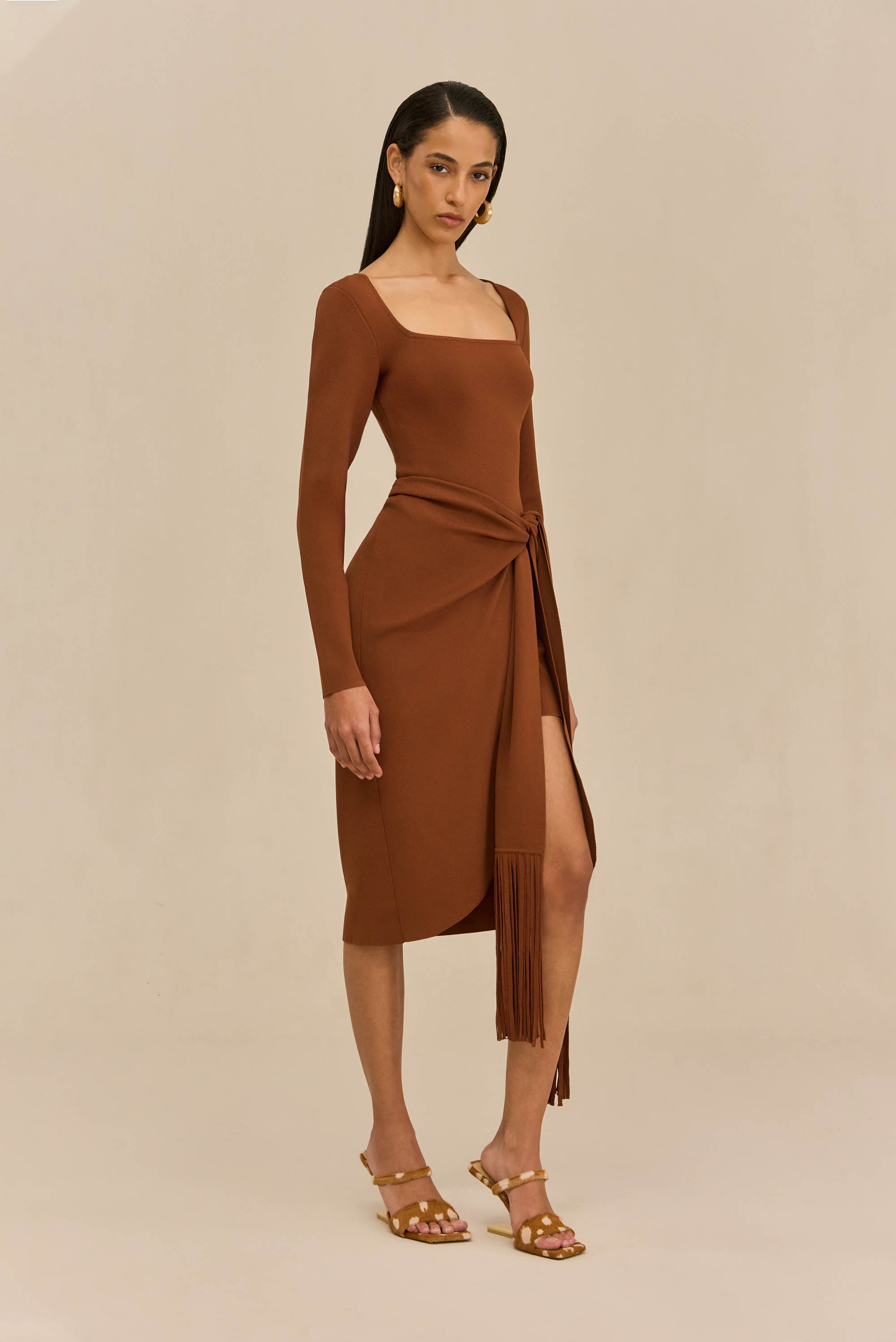 cult gaia dress brown Cult Gaia - Franco Knit Dress