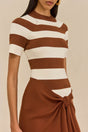 OLYA KNIT TOP - LARGE SADDLE STRIPE