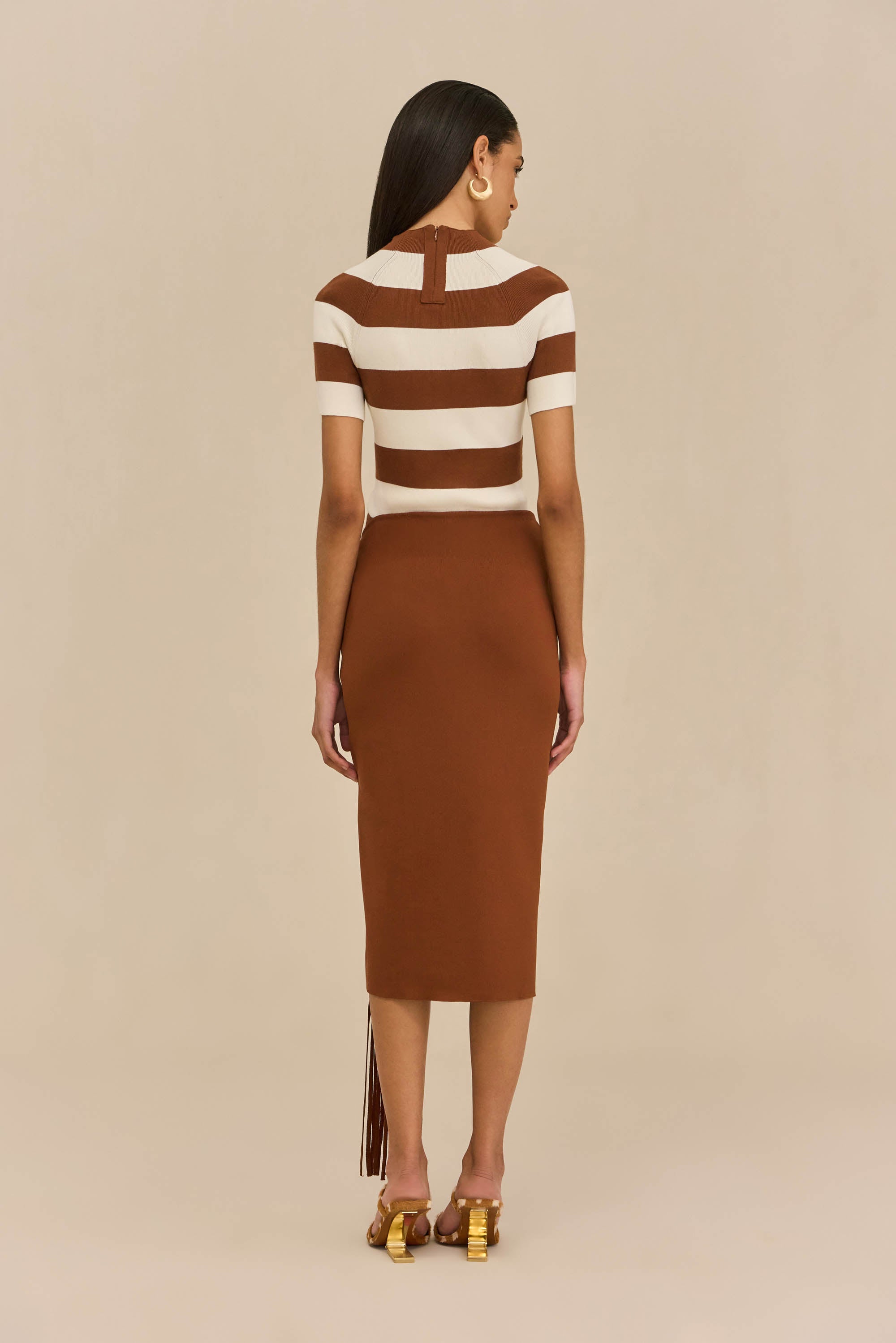 OLYA KNIT TOP - LARGE SADDLE STRIPE