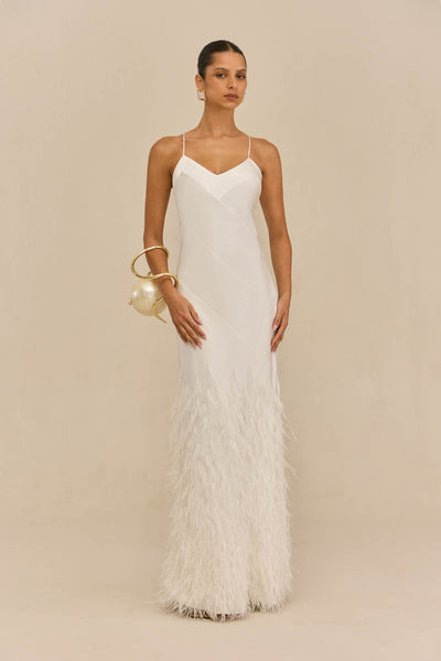 cult gaia orange feather dress - Hansal Gown applied ostrich feathers add Halter Neck V Neck Color:Powder Blue White* sustainable bridal