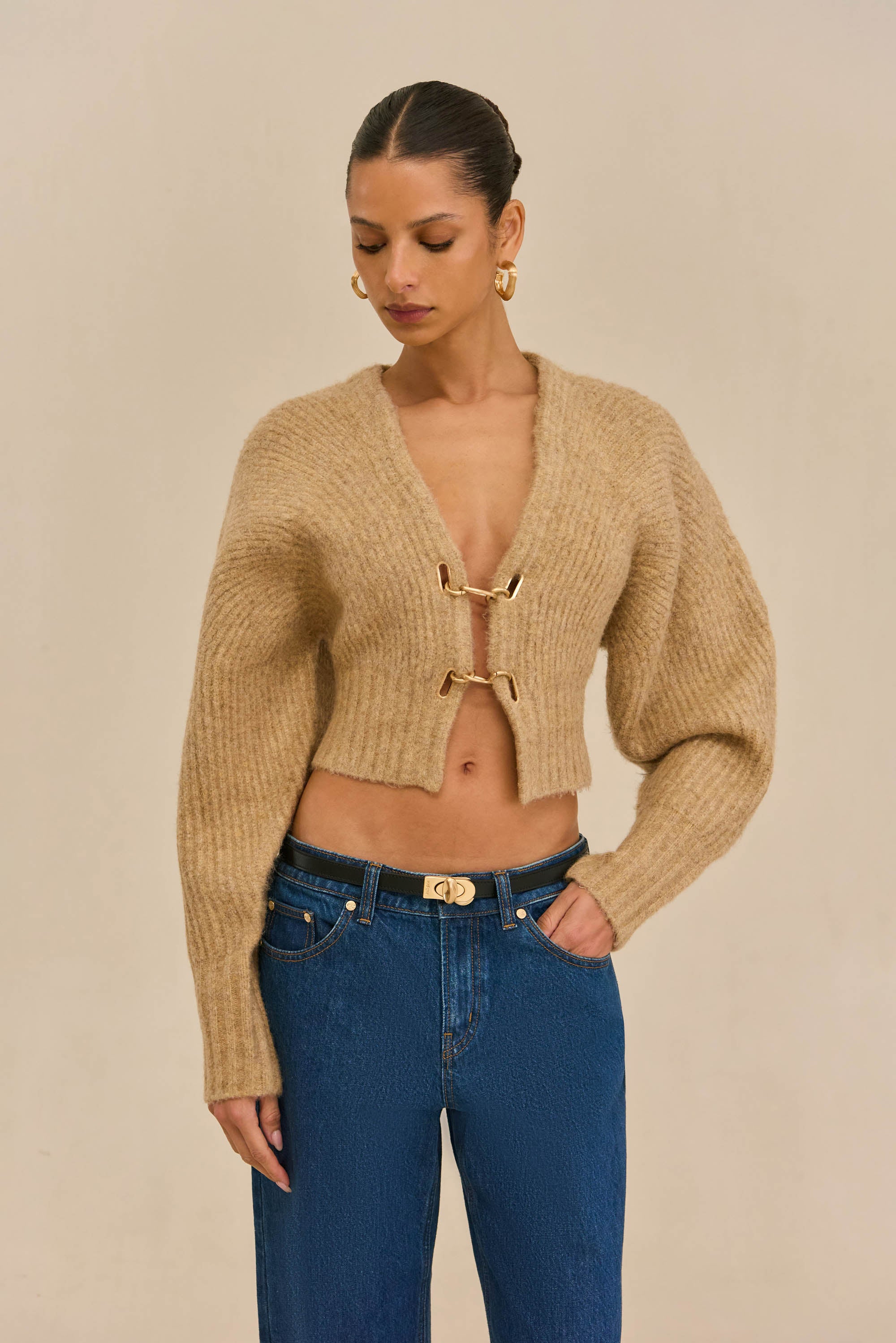CASELLA KNIT CARDIGAN - CHAMPAGNE