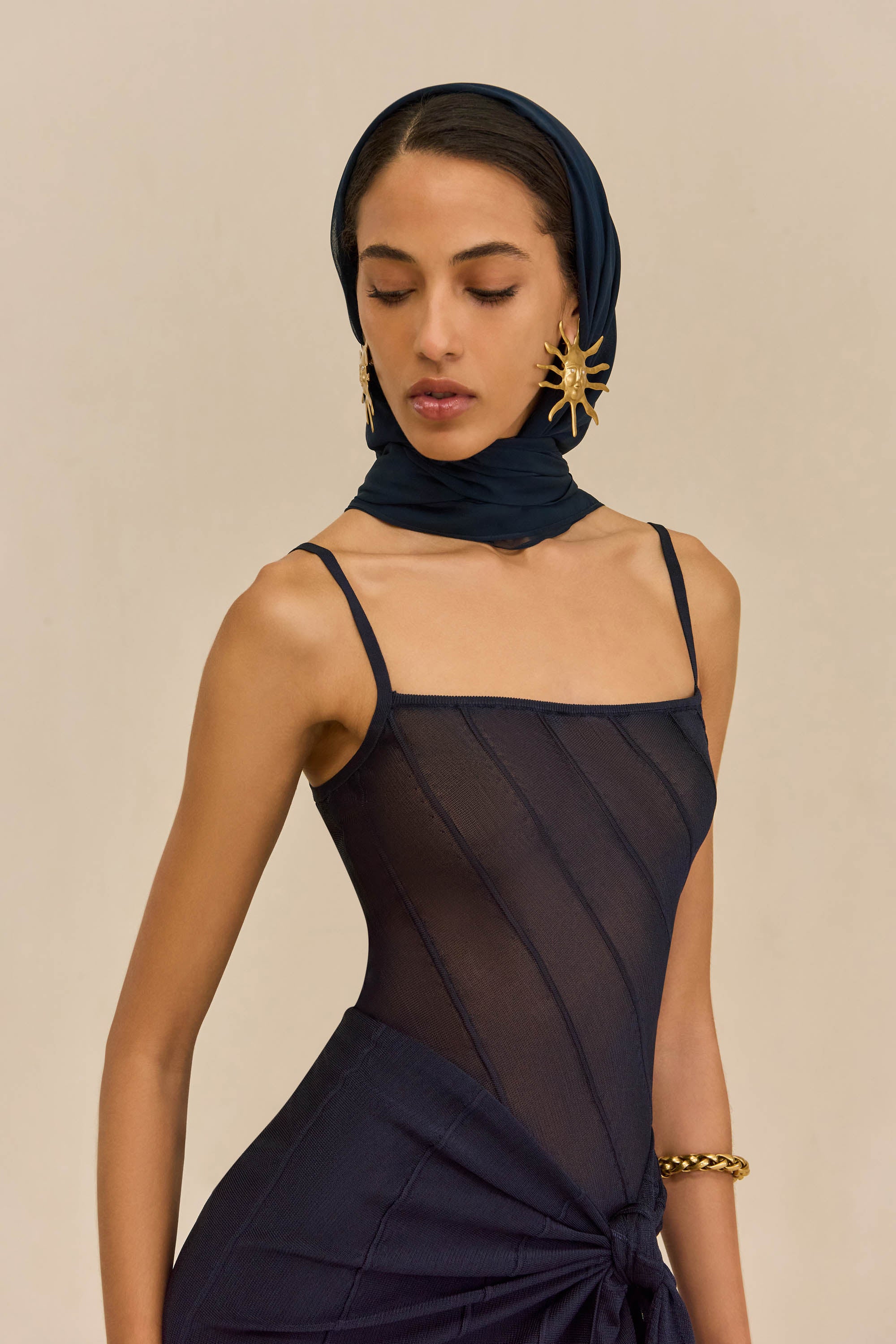 KORSA KNIT DRESS - DEEP LAKE