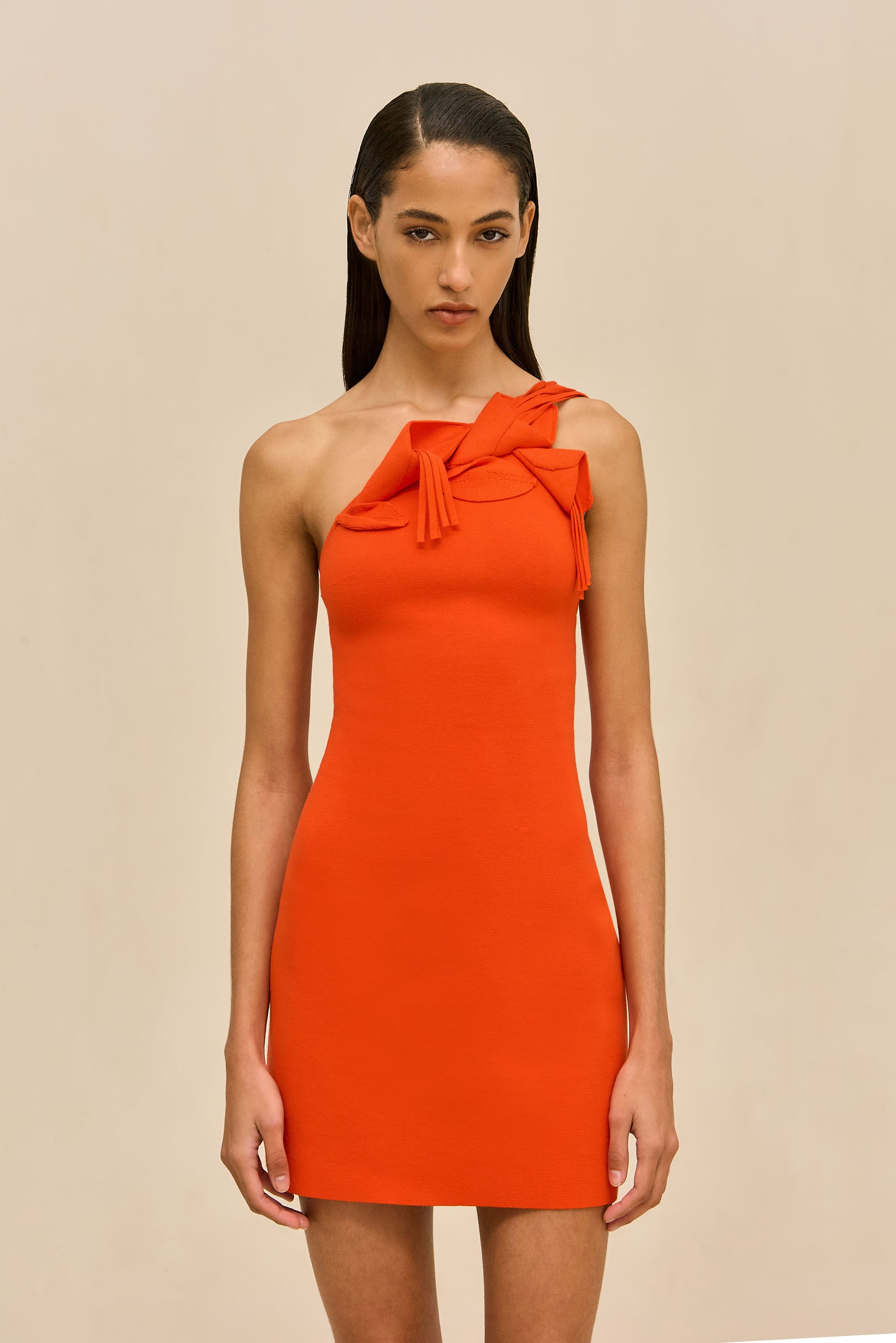 CAMELIA KNIT DRESS - TANGELO