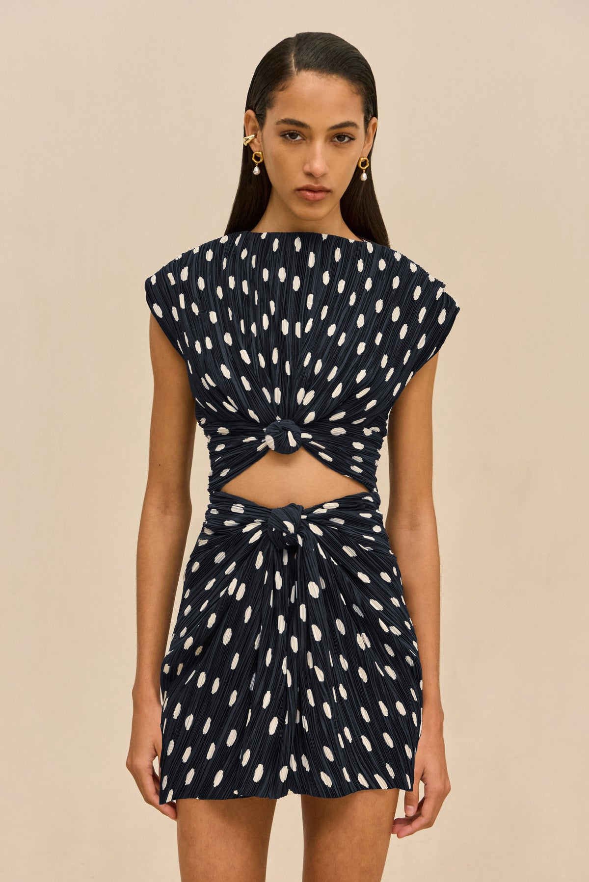 MARILOU DRESS - SMALL DOT DEEP LAKE