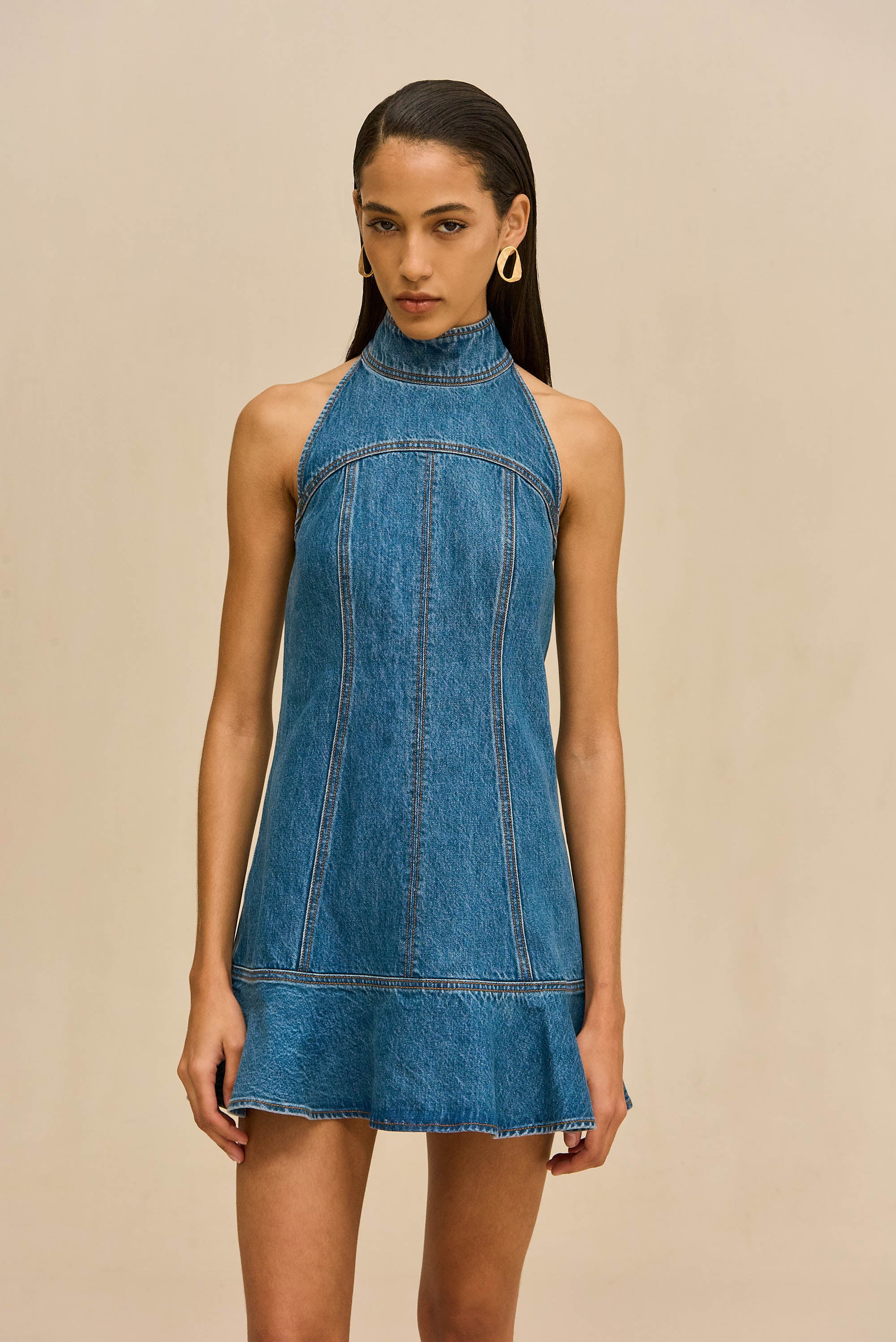 NEROLI DRESS - MEDIUM WASH BLUE