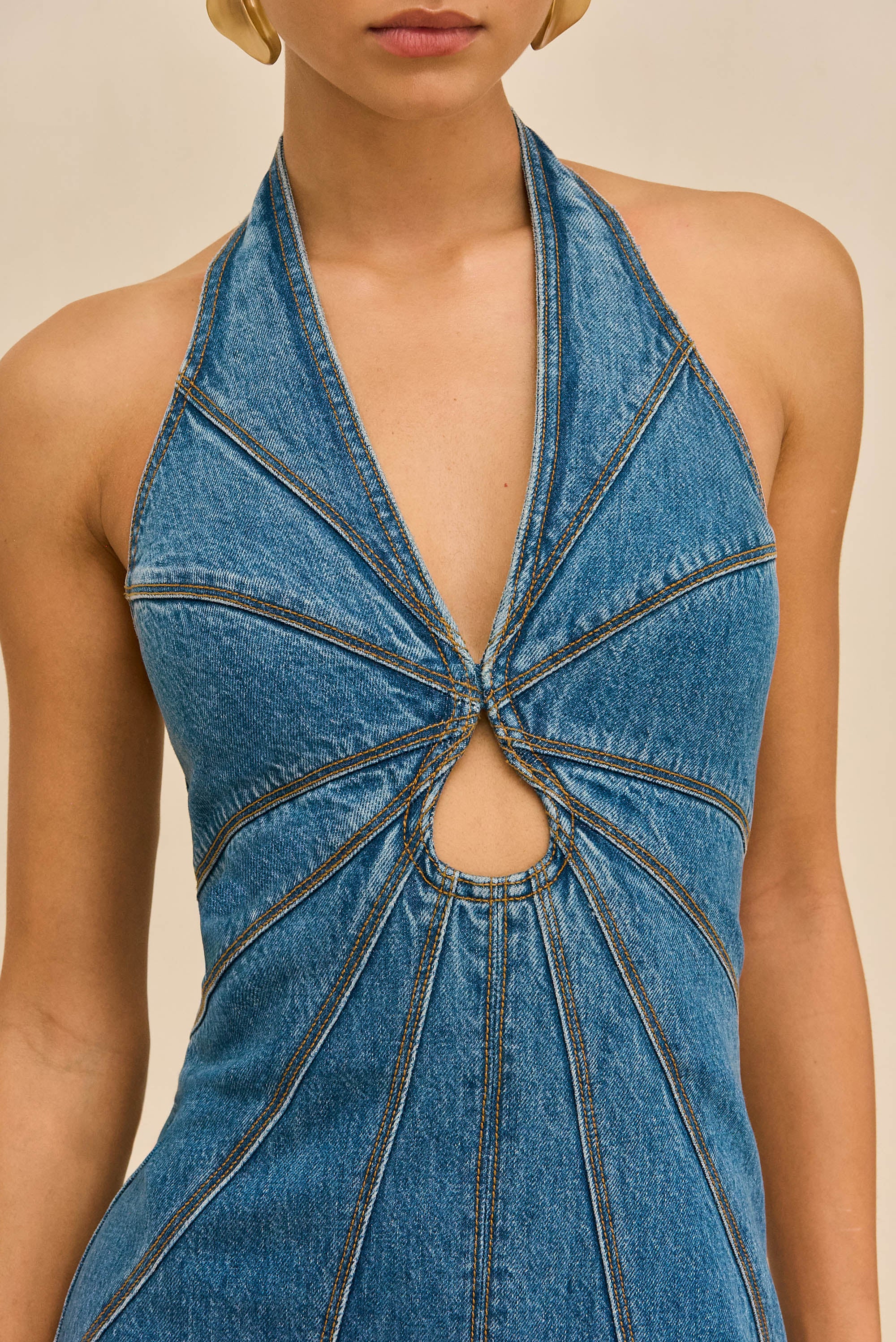 ROWYN DRESS - MEDIUM WASH BLUE