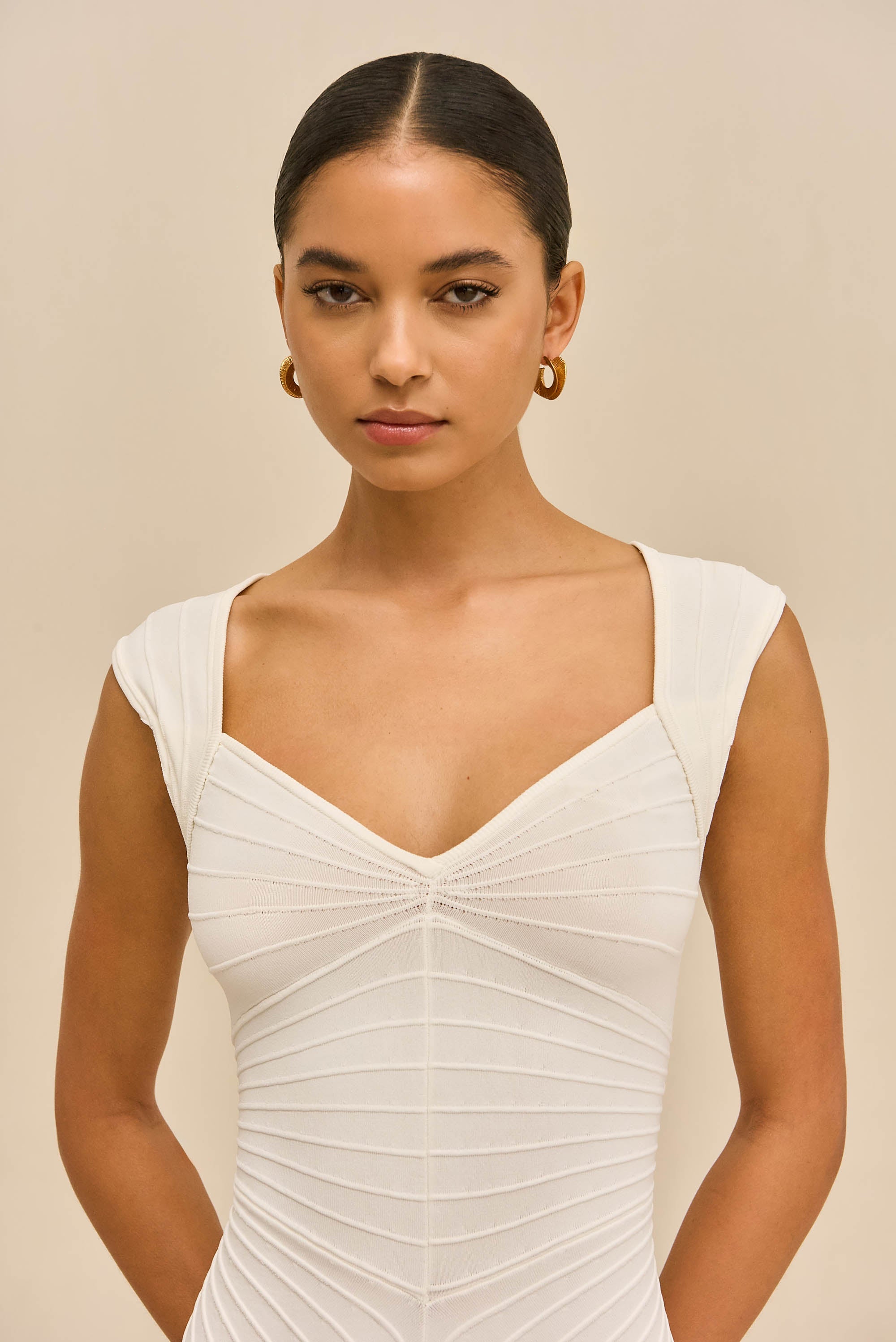 MAIA KNIT DRESS - OFF WHITE