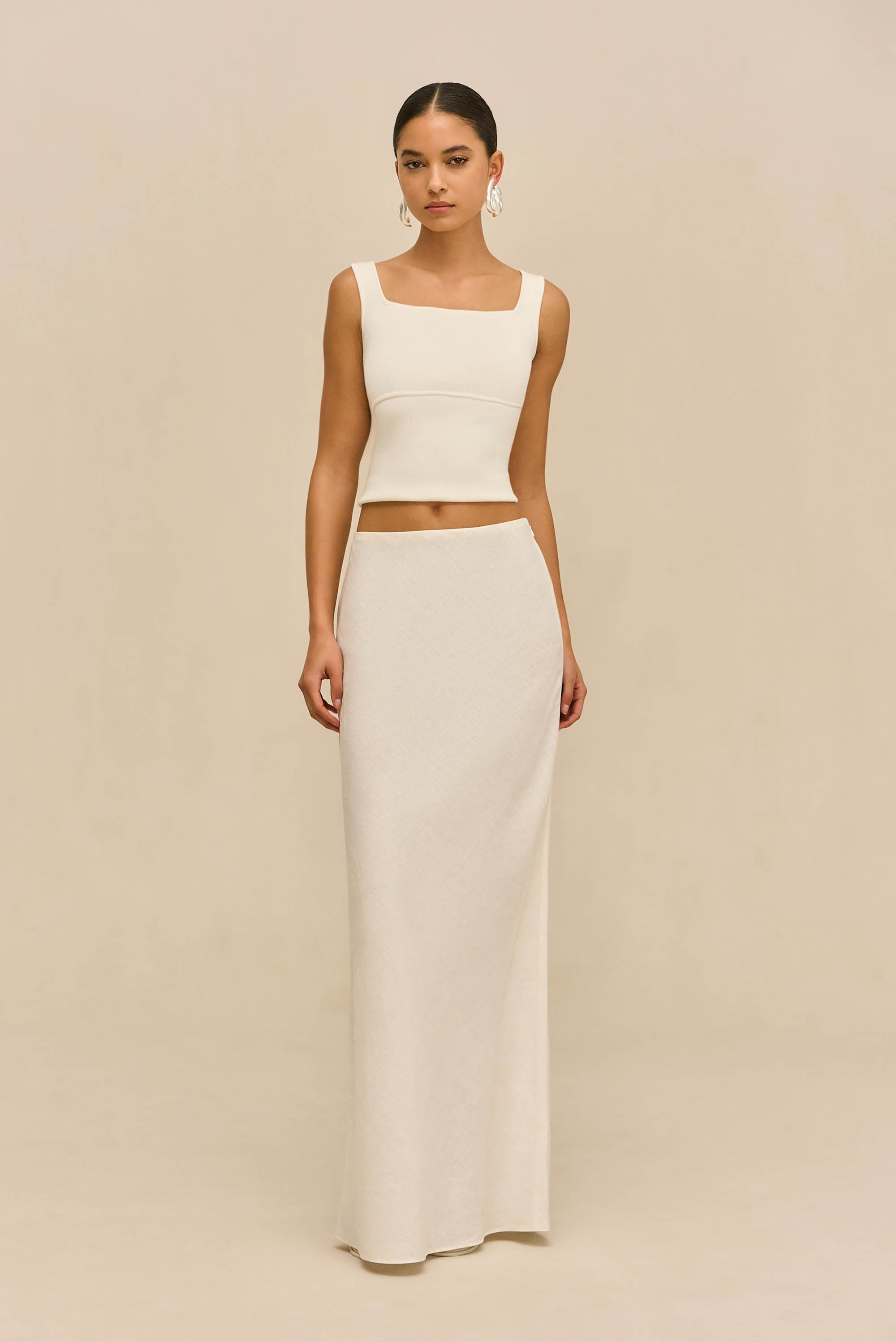 CHANTEL SKIRT - OFF WHITE LINEN