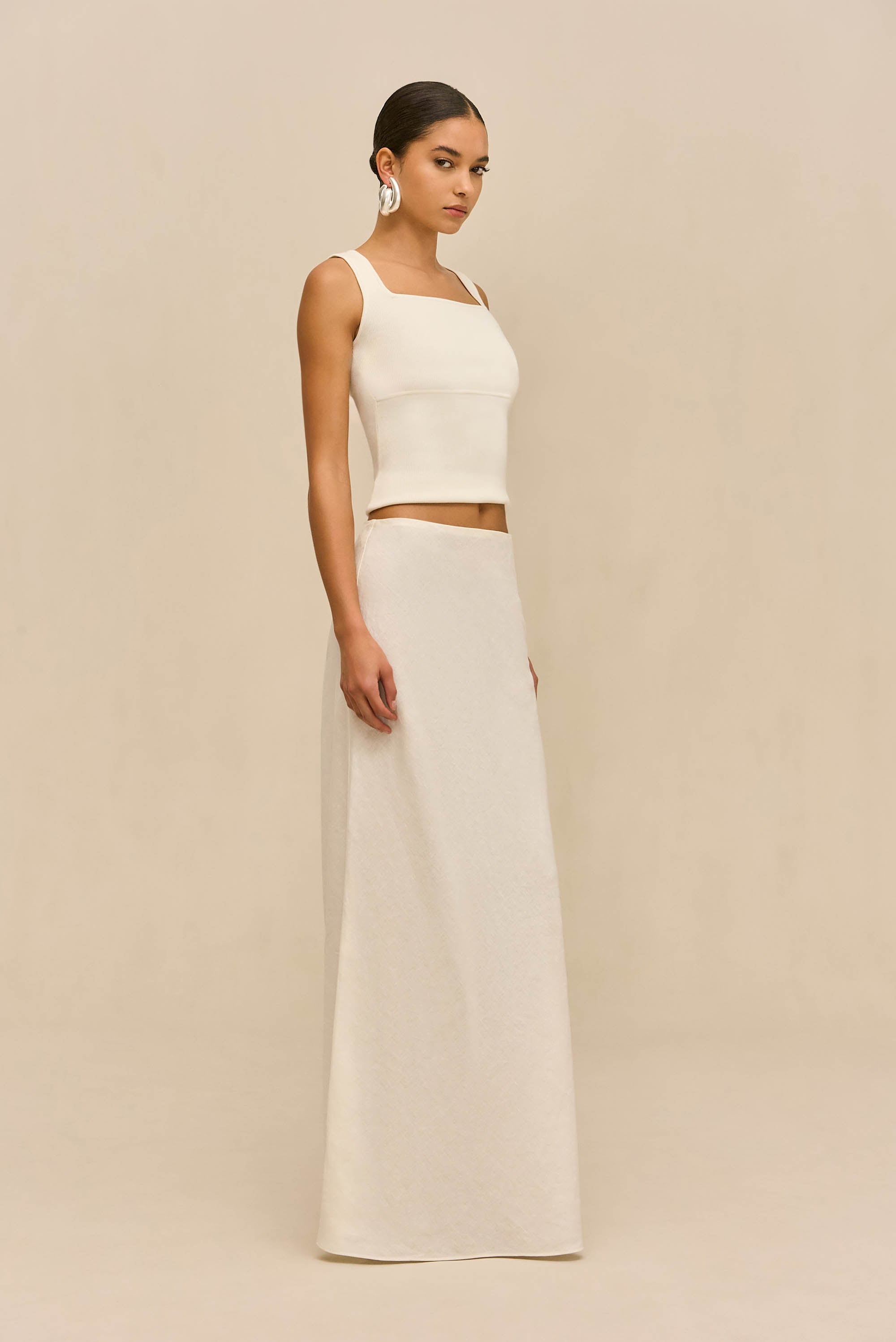 CHANTEL SKIRT - OFF WHITE LINEN