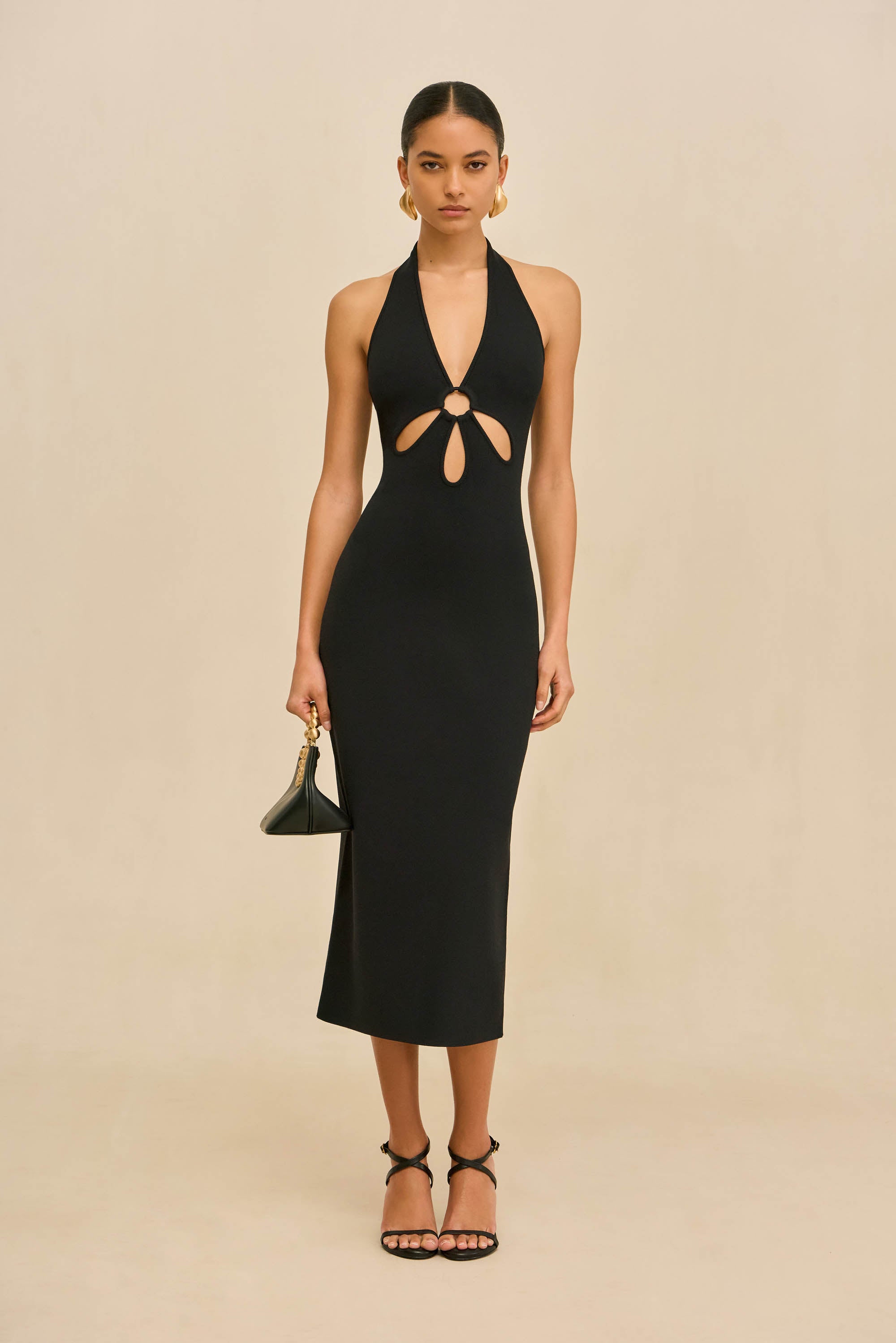 midi knit dress black Janese Low Iron If Needed Cult Gaia Vinna Dress in