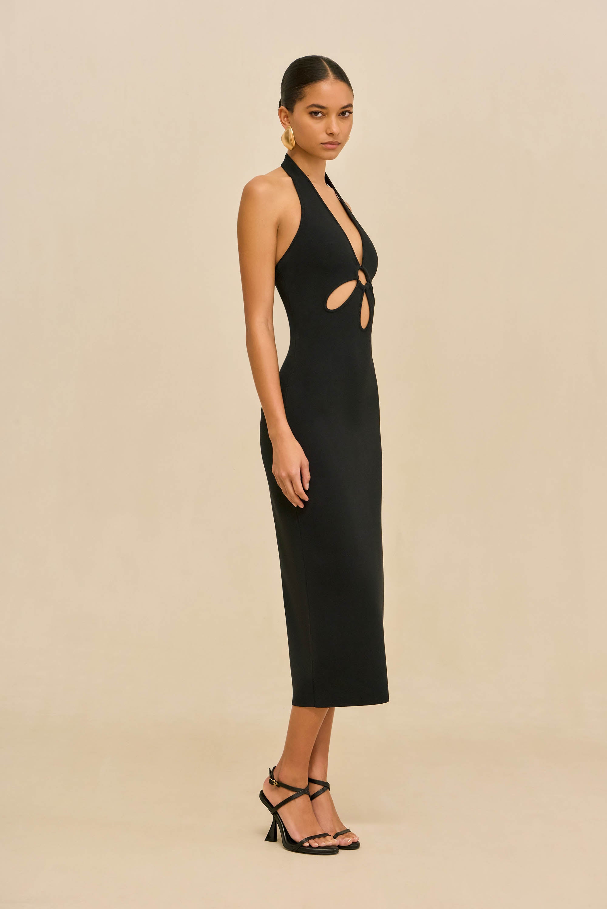 veronica beard armelle knit dress Elthea Belted Midi Dress in Black main image 0