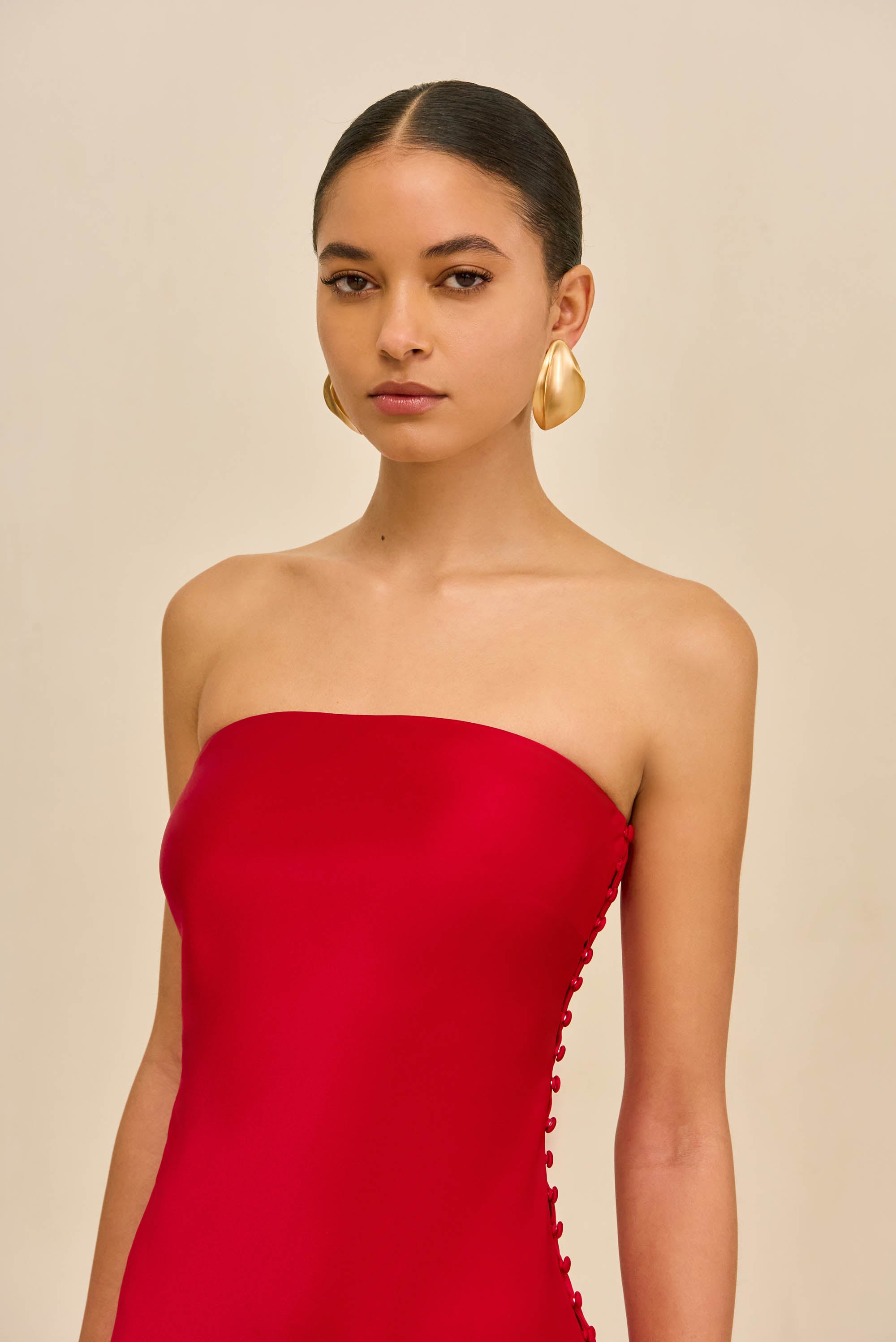 open lace back dress Perla Dress Strawberry