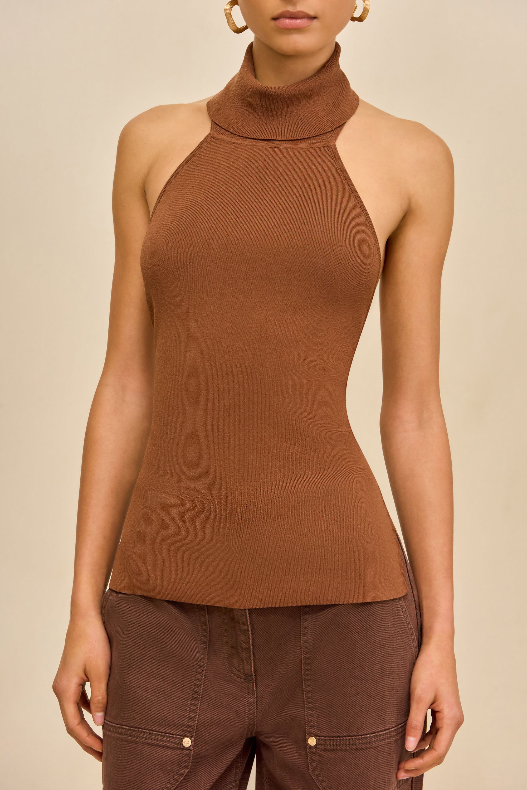 WAKE KNIT TOP - SADDLE