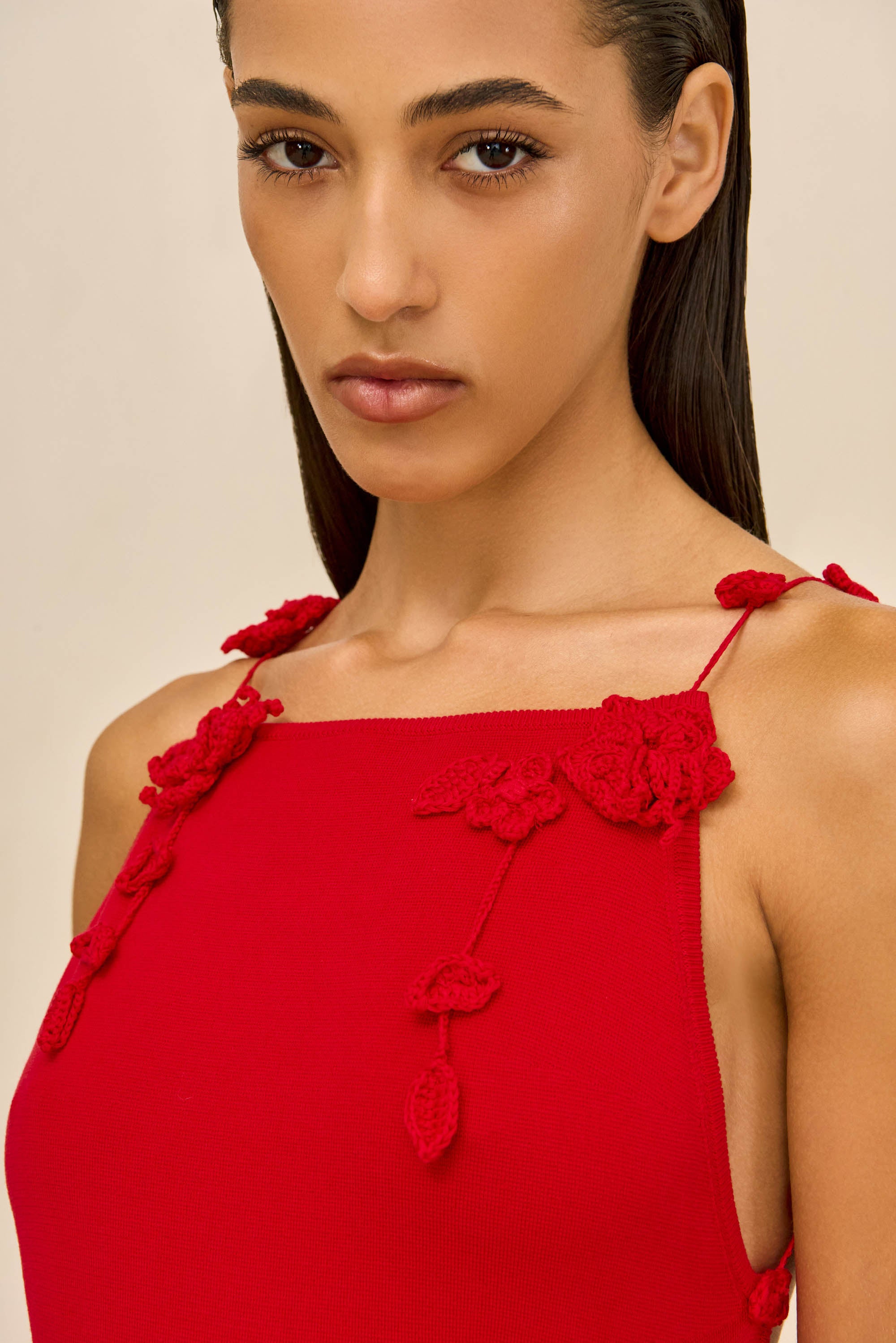 cult gaia red crochet dress Cult Gaia Kourtney Crochet Dress In Red