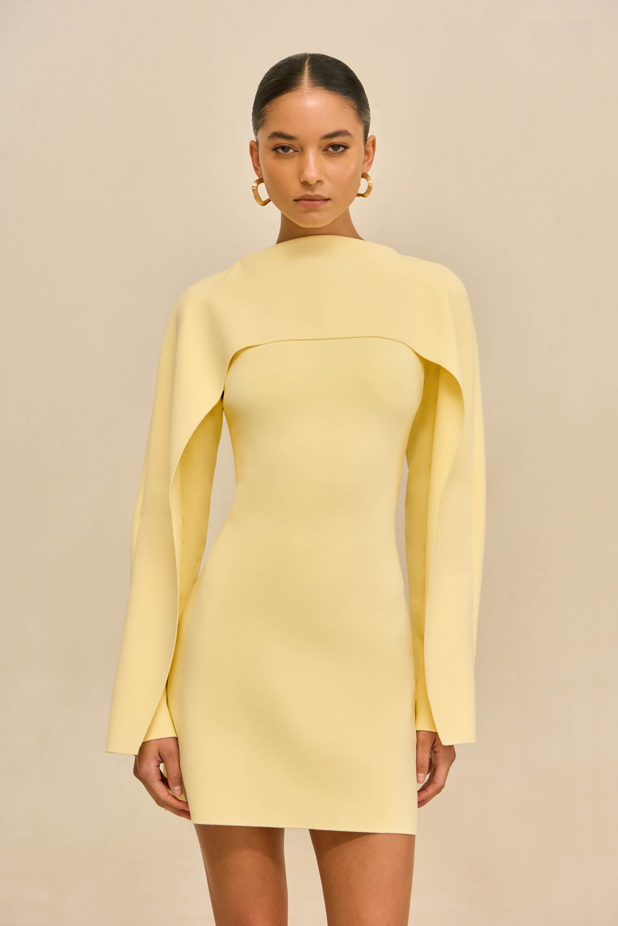 short white knit dress Get On Down Long Sleeve Knit Mini Dress Off White main image 0