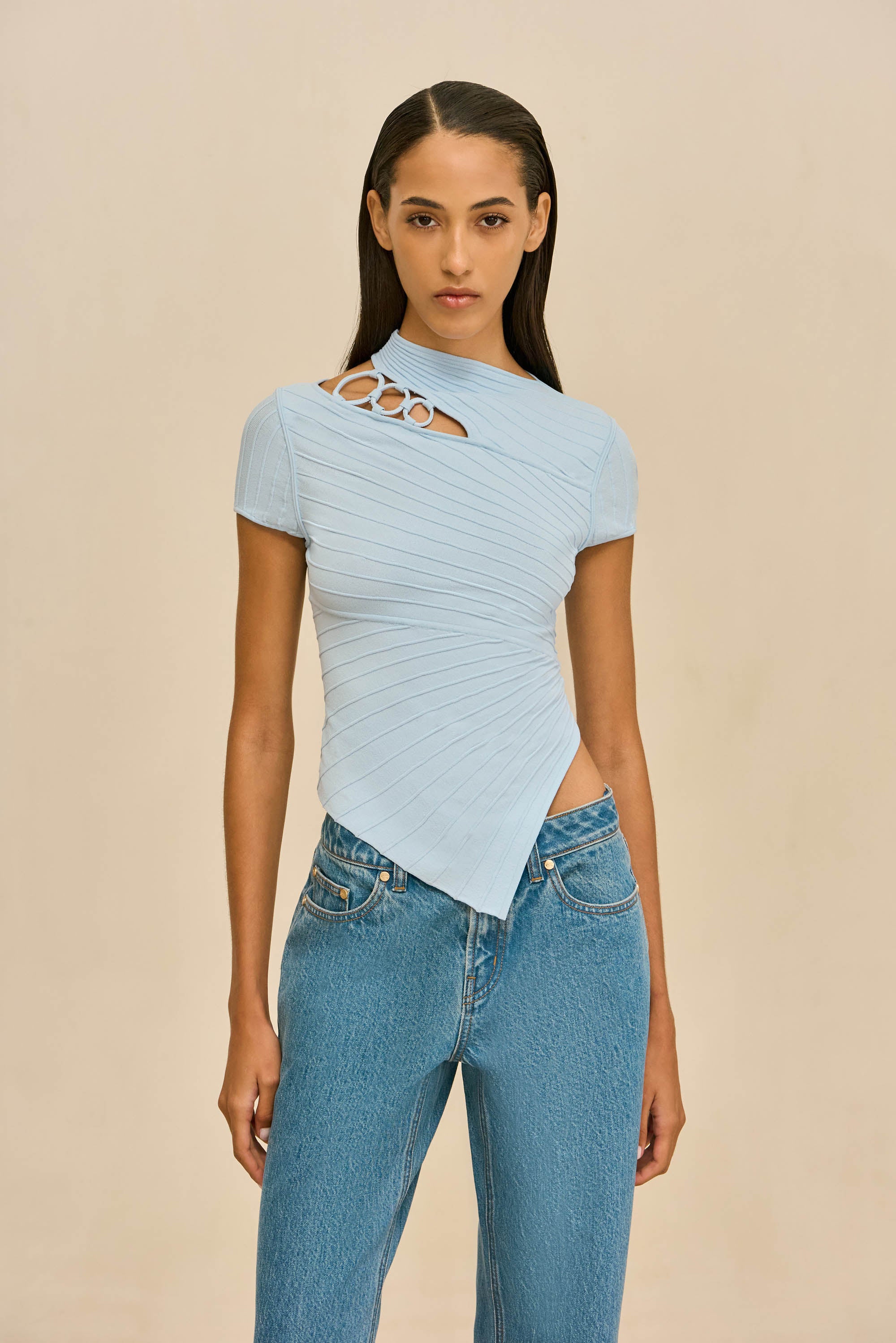 NESSI KNIT TOP - COASTAL