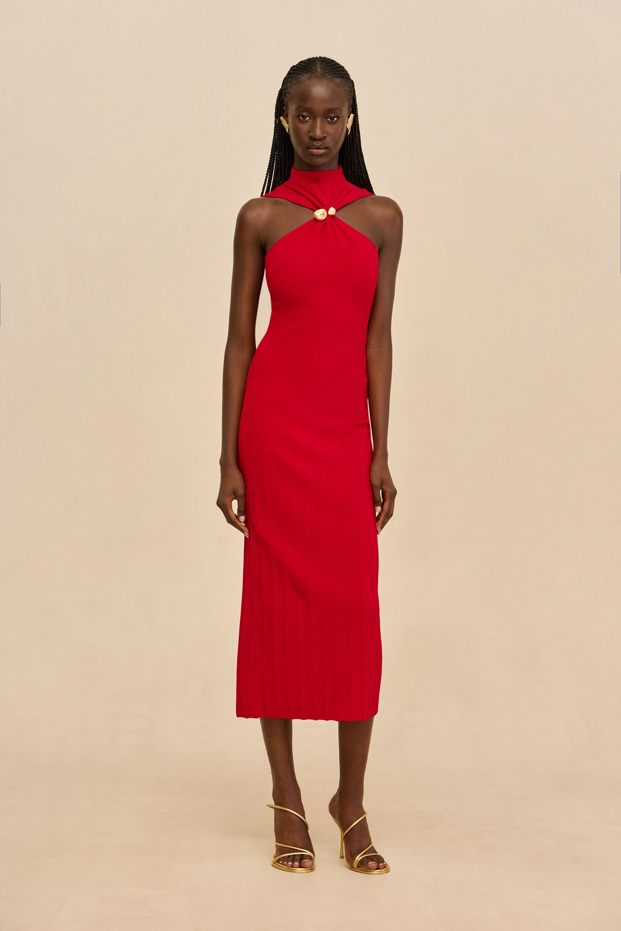 JESSICA KNIT DRESS - VERMILION