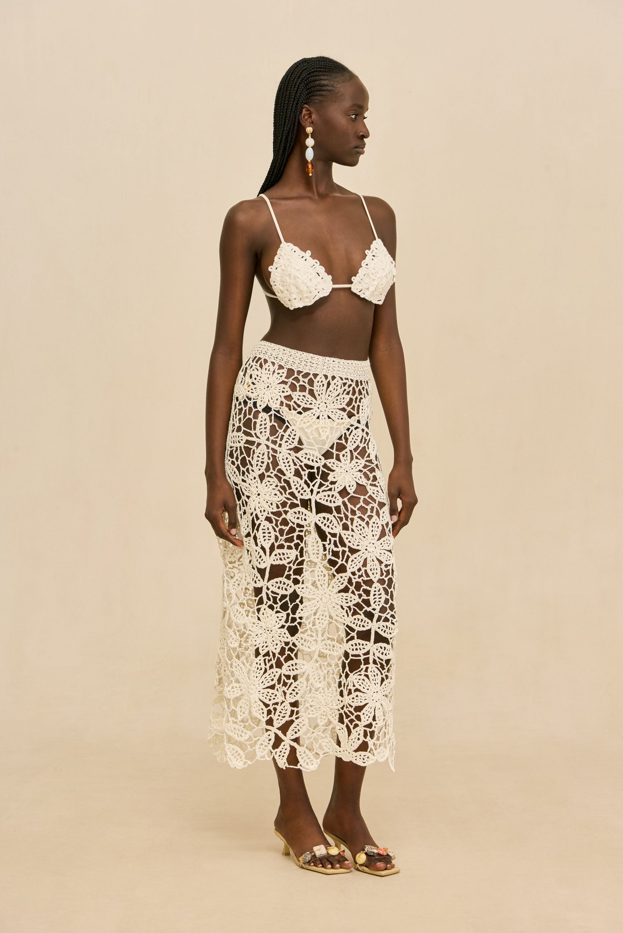 credona CROCHET CAMI クレドナ AMINA CROCHET SKIRT - WHITE – CULT GAIA
