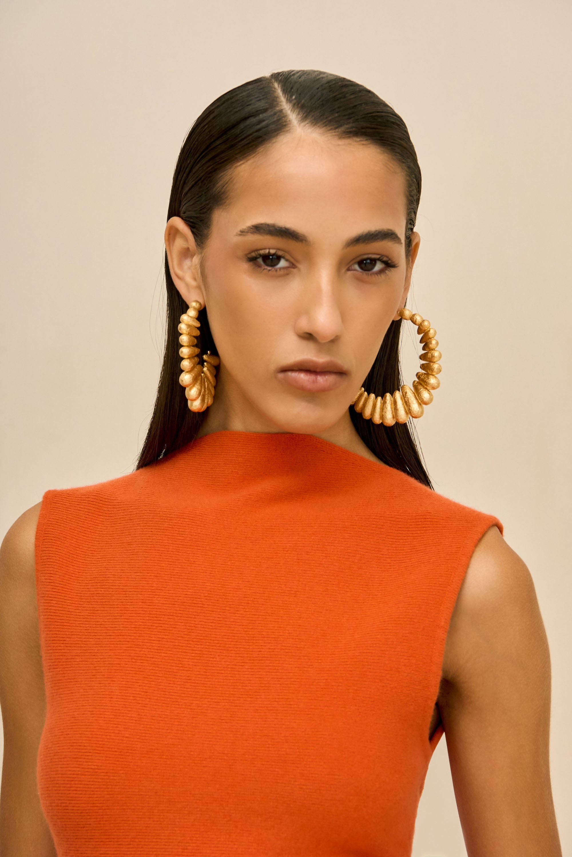ALLEGRA LARGE EARRING - GOLD FOILED WOOD