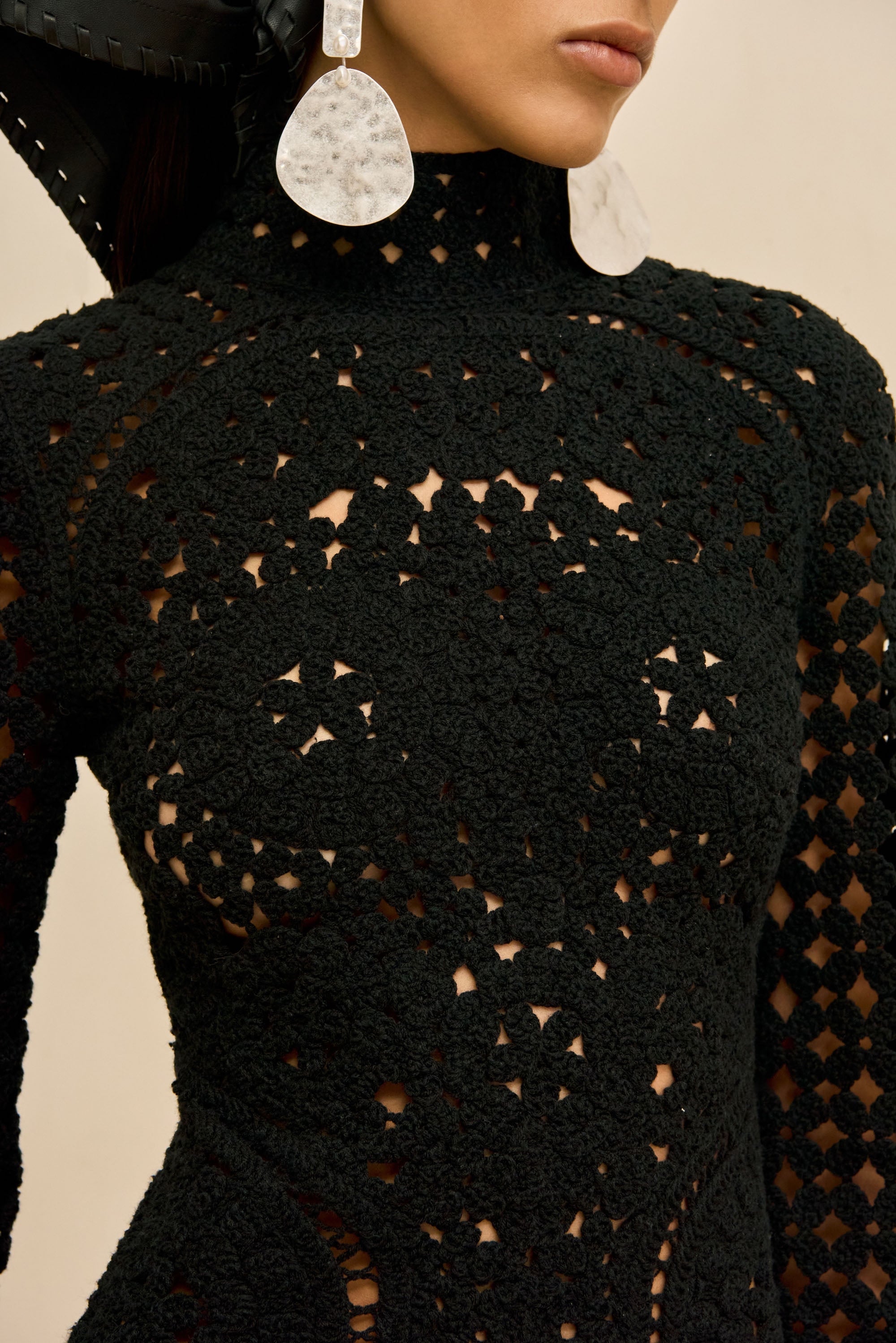 JEMMA CROCHET DRESS - BLACK