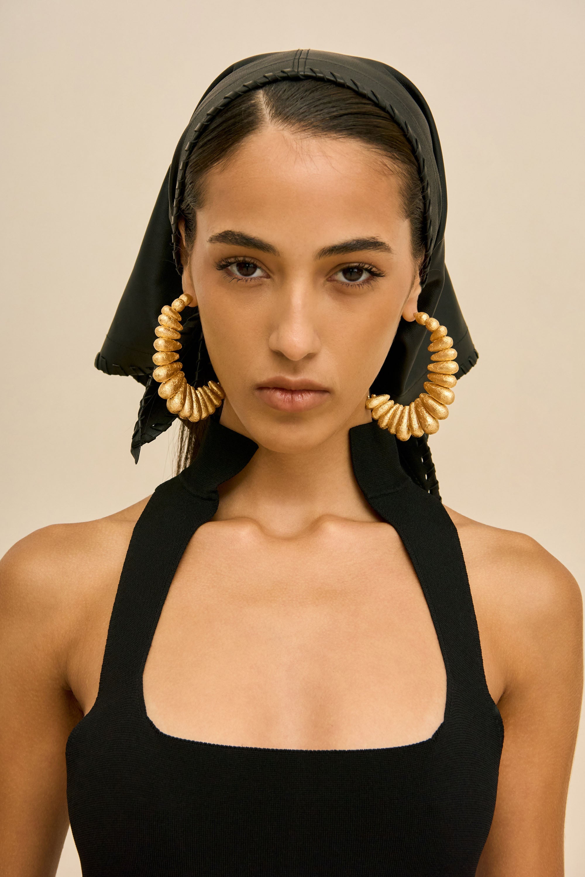 ALLEGRA LARGE EARRING - GOLD FOILED WOOD
