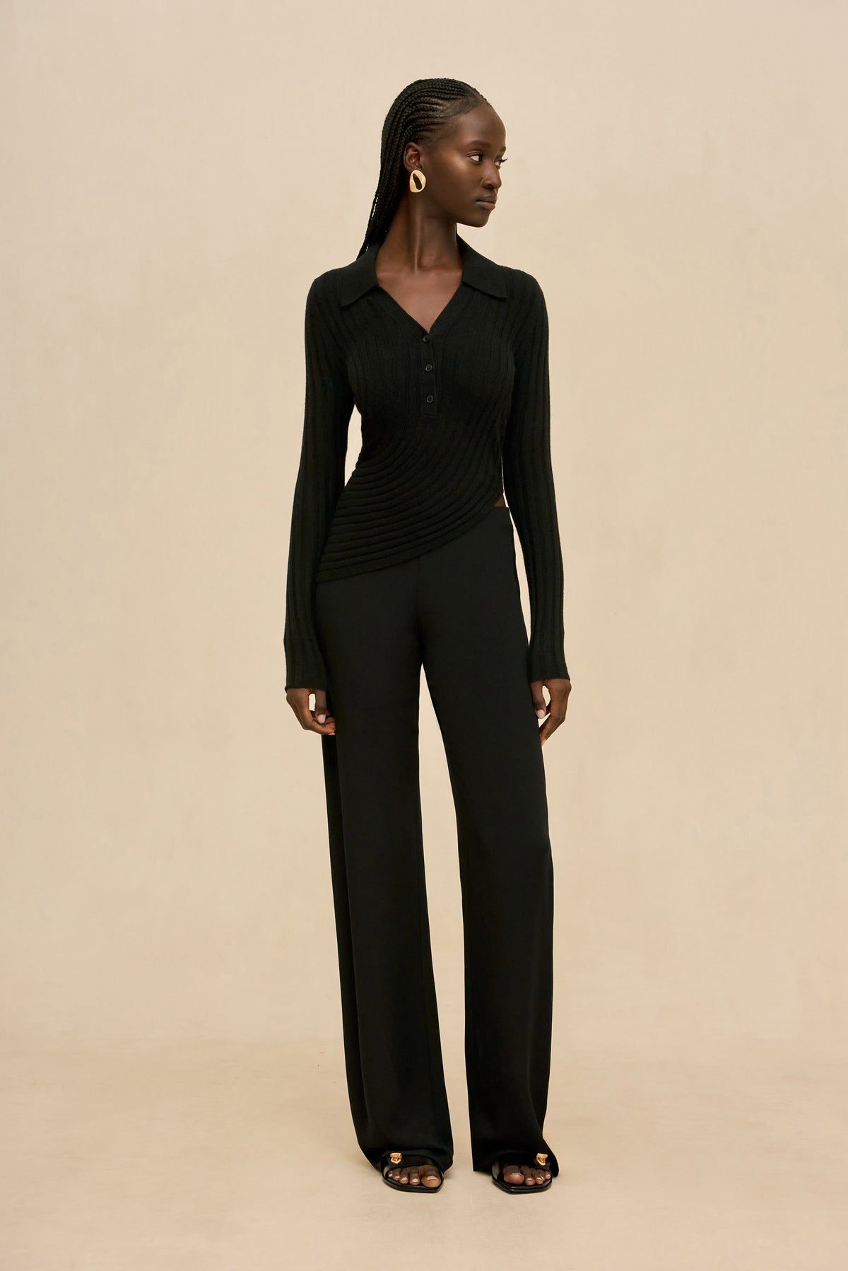 MATTEA KNIT TOP - BLACK