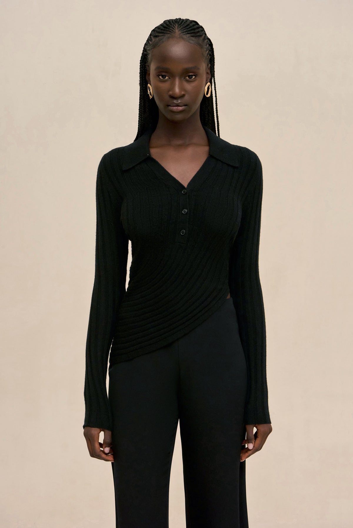MATTEA KNIT TOP - BLACK